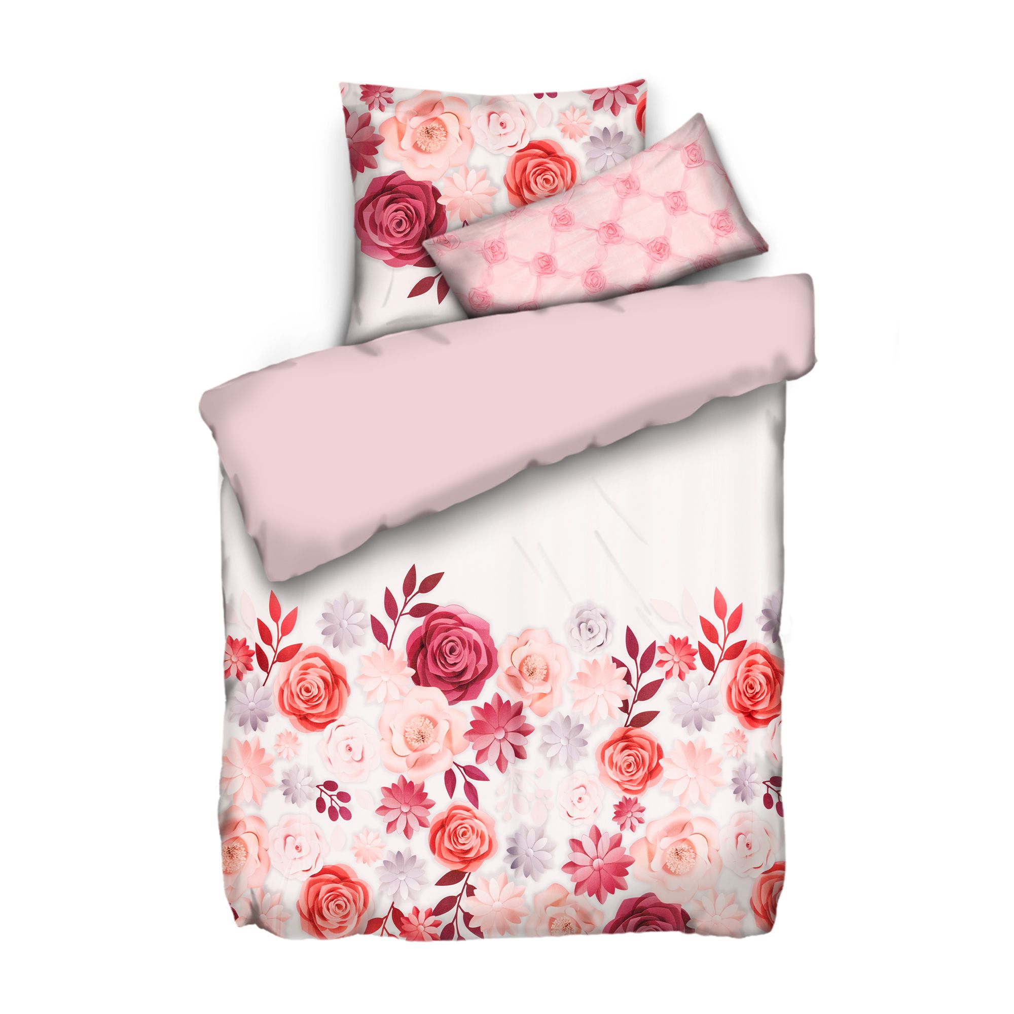 JERYMOOD Wendebettwäsche florales Dekokissen Mikrofaser Jersey Einzelbett, 3tlg.