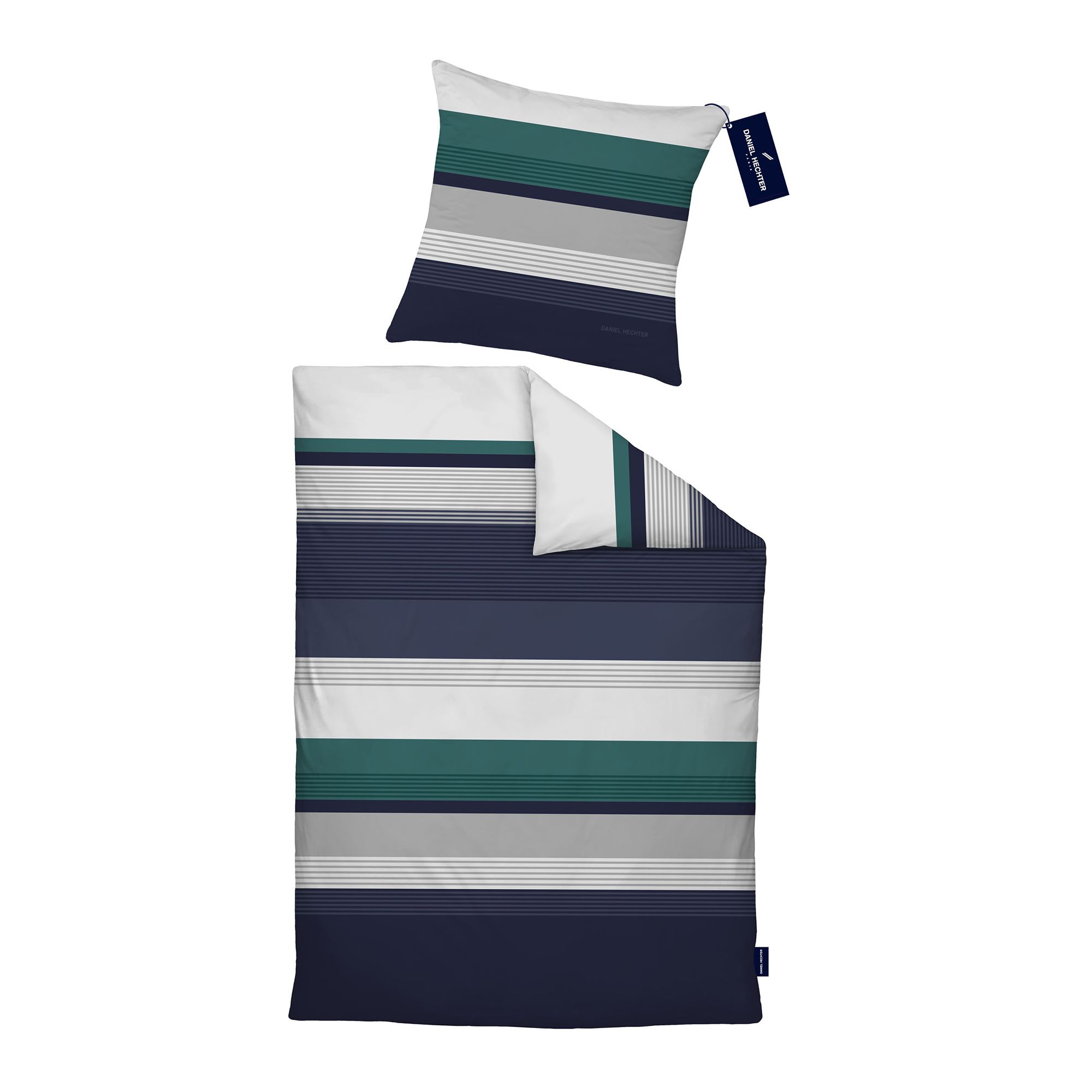 DANIEL HECHTER Bettwäsche Querstreifen Baumwoll Biber Einzelbett, 2tlg.