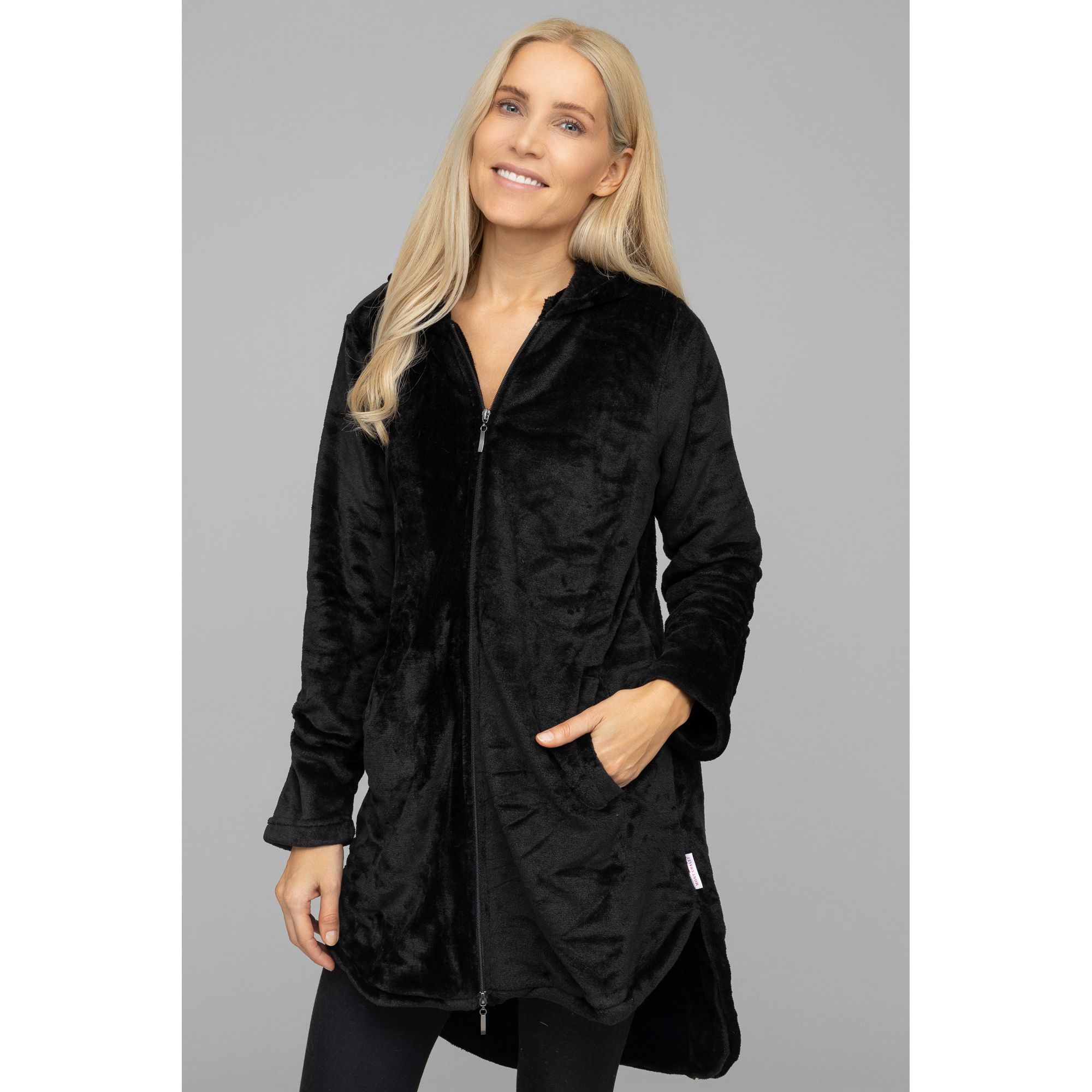 B-Ware MONT CHALET uni Damen-Langjacke Mikrofaser Chinchilla Kapuze