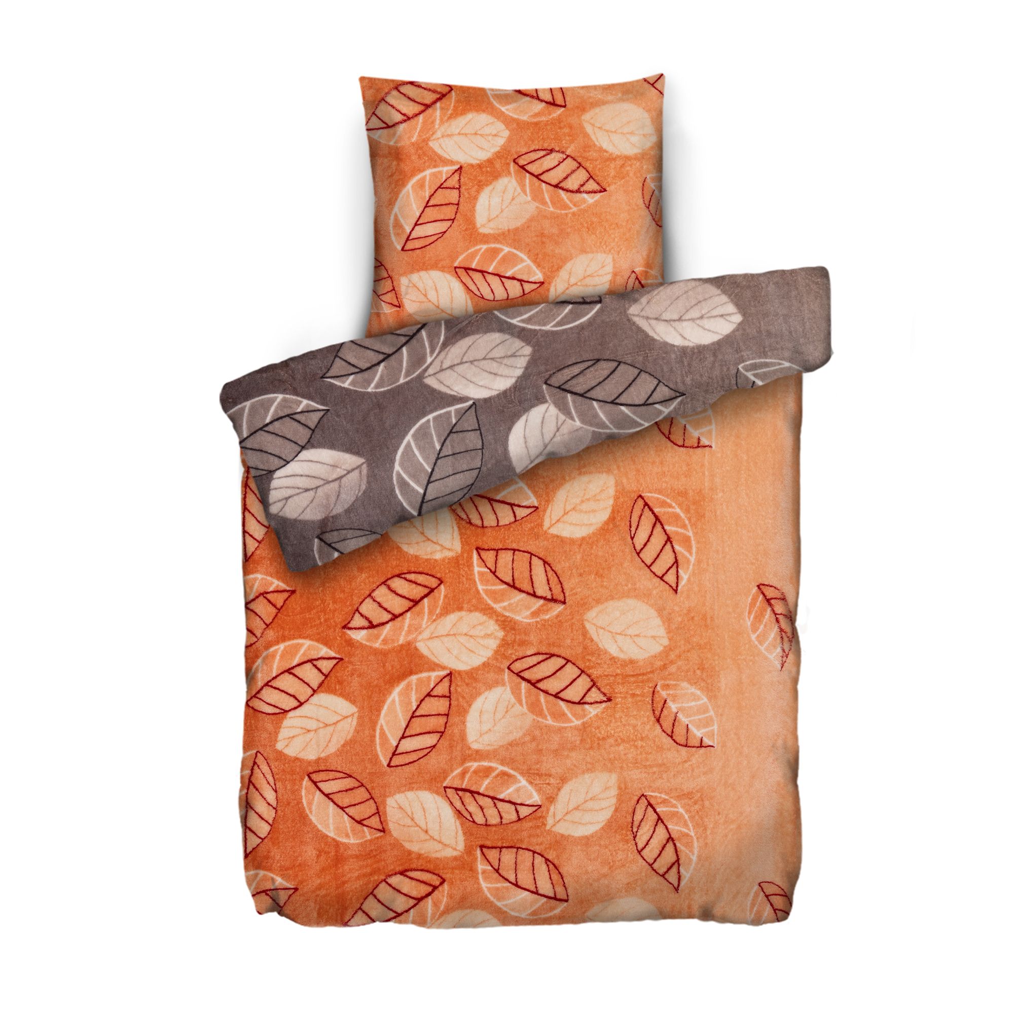 BADIZIO Classic Wendebettwäsche Blätter-Design Mikrofaser Plüsch Einzelbett, 2tlg.