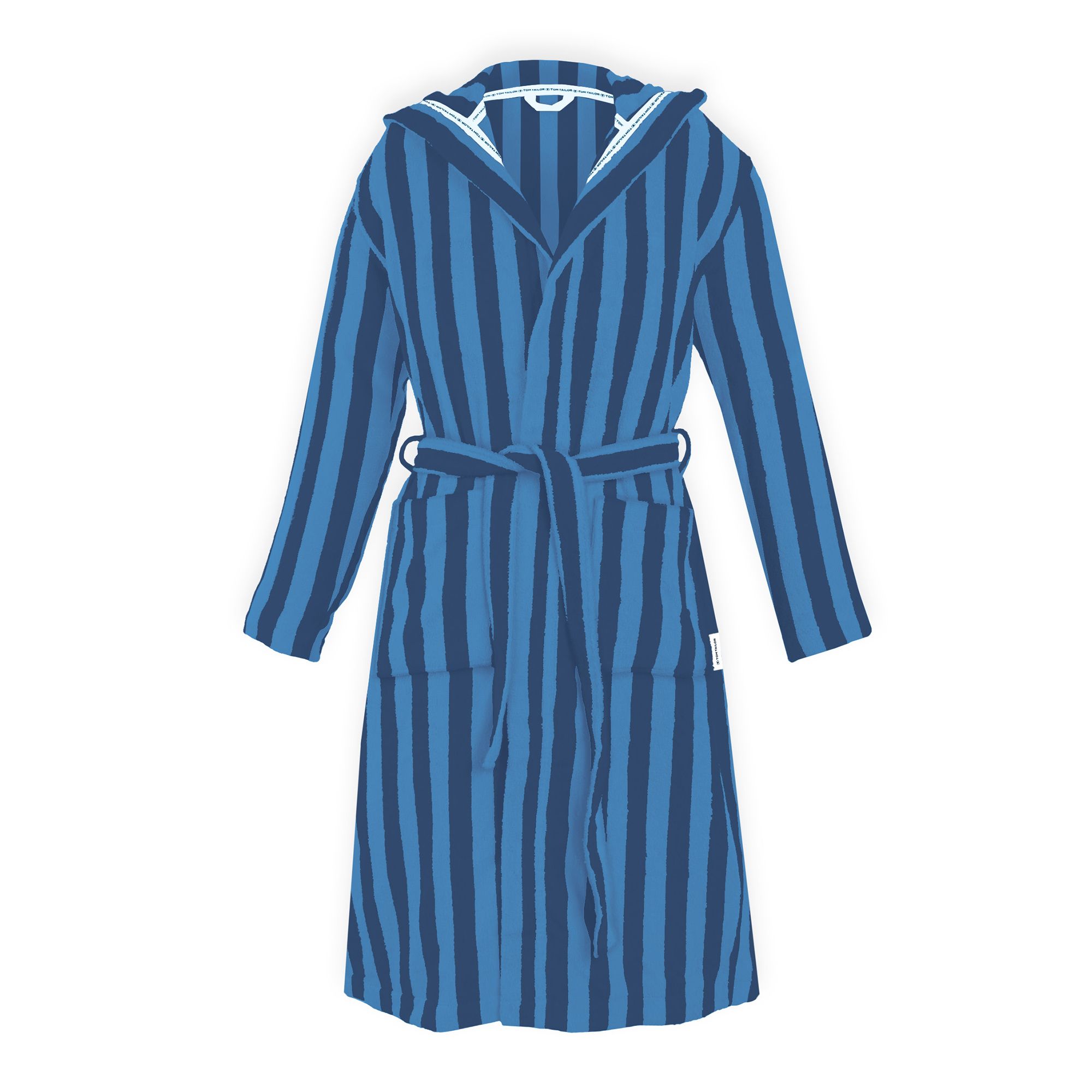 TOM TAILOR Bademantel gestreift 100% Baumwolle Bindegürtel