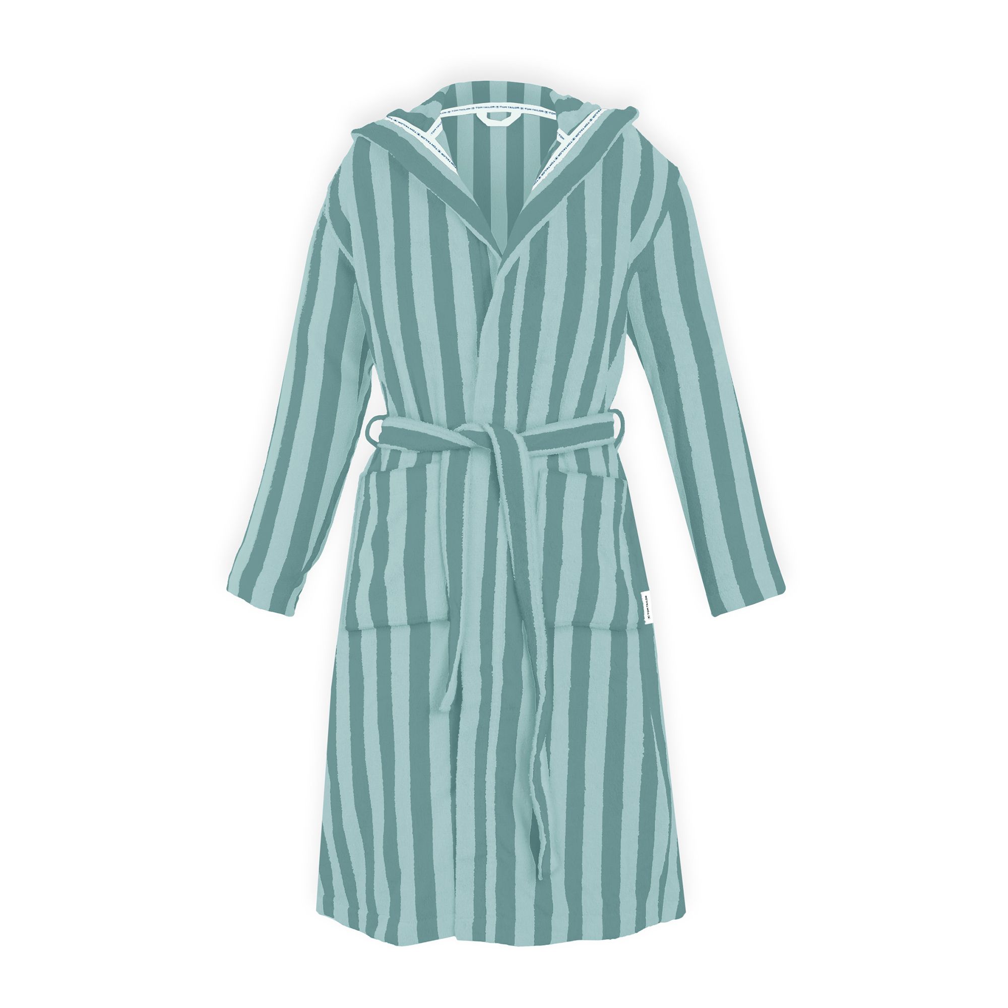 TOM TAILOR Bademantel gestreift 100% Baumwolle Bindegürtel