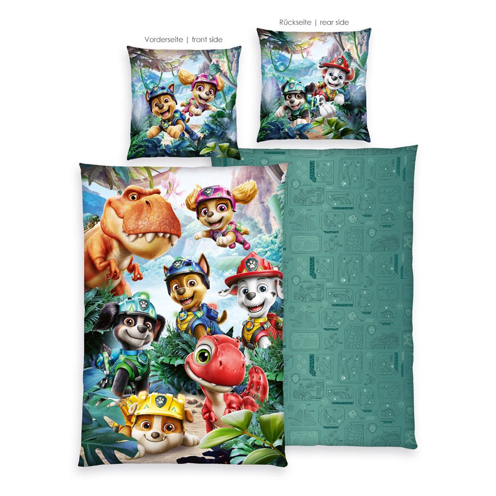 PAW PATROL™ Wendebettwäsche Dino Movie Baumwoll Renforcé Einzelbett, 2tlg.