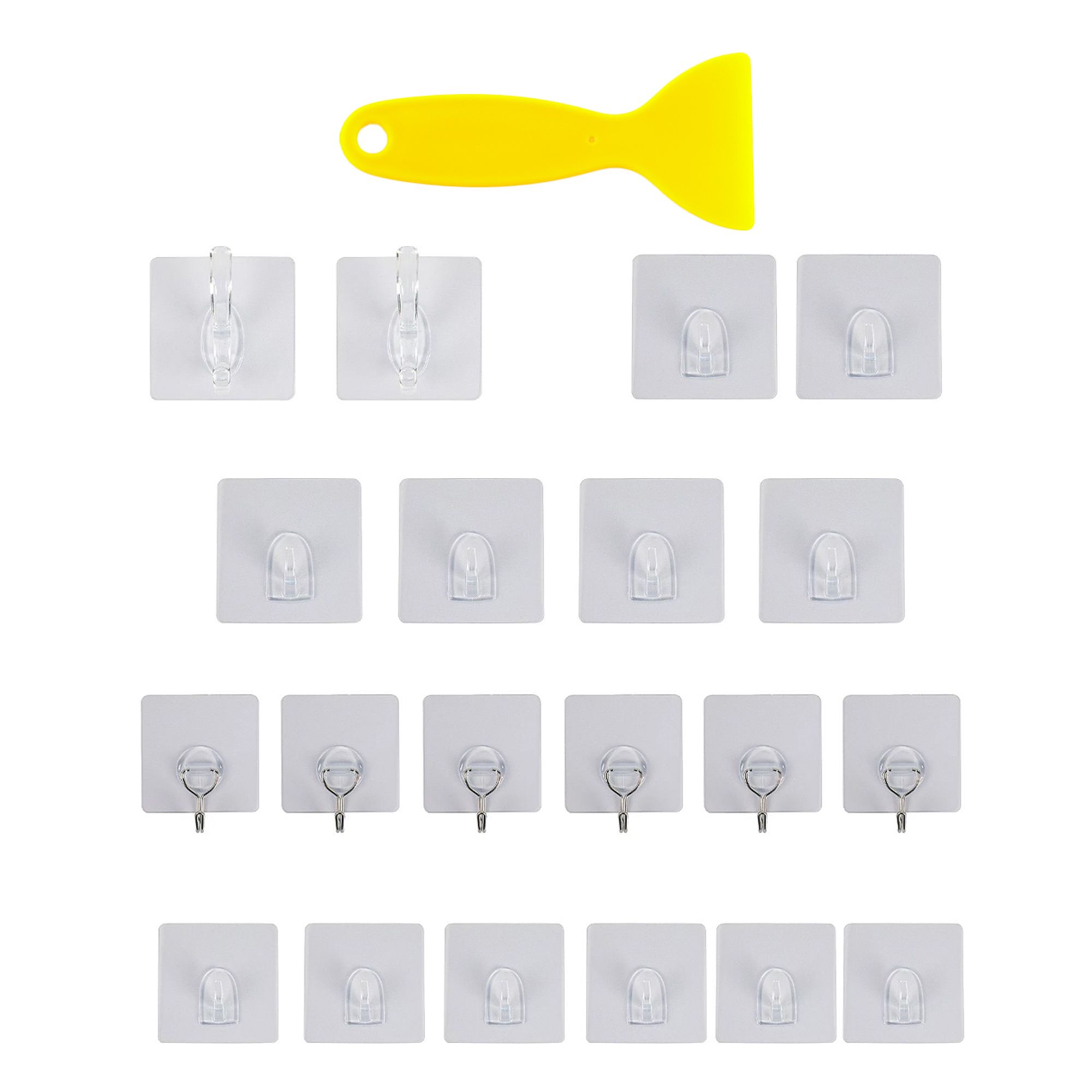 AQURAT Selbstklebende Haken wiederverwendbar verschiedene Arten 20 Stück + Schaber