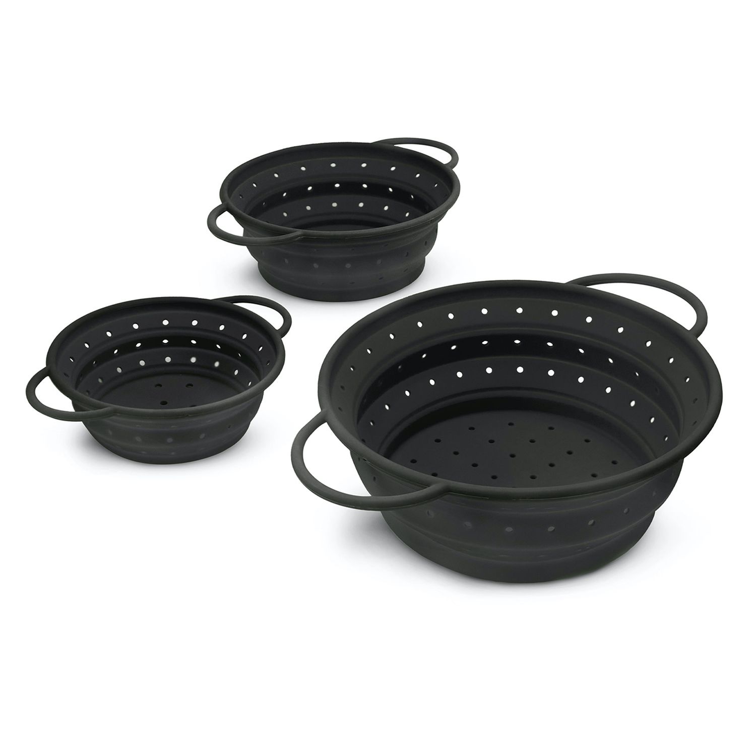 COOLINATO Sieb-Set aus Platin-Silikon Ø16, 20 & 24cm 3tlg.