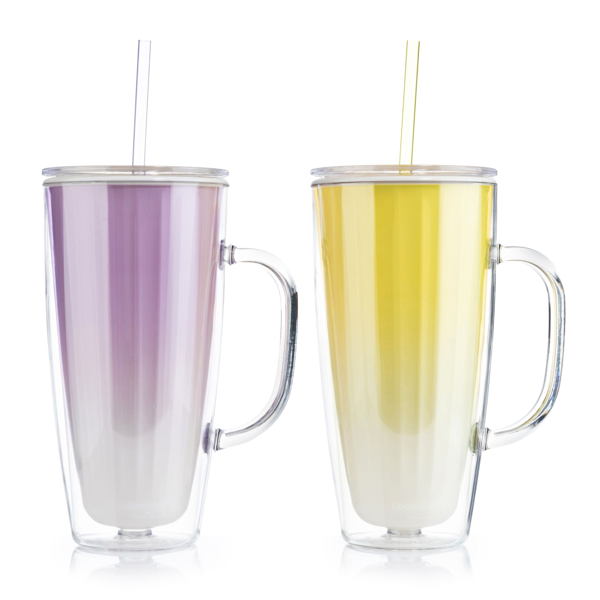 LocknLock 2 Trinkbecher mit Trinkhalm und Henkel je 720ml Volumen