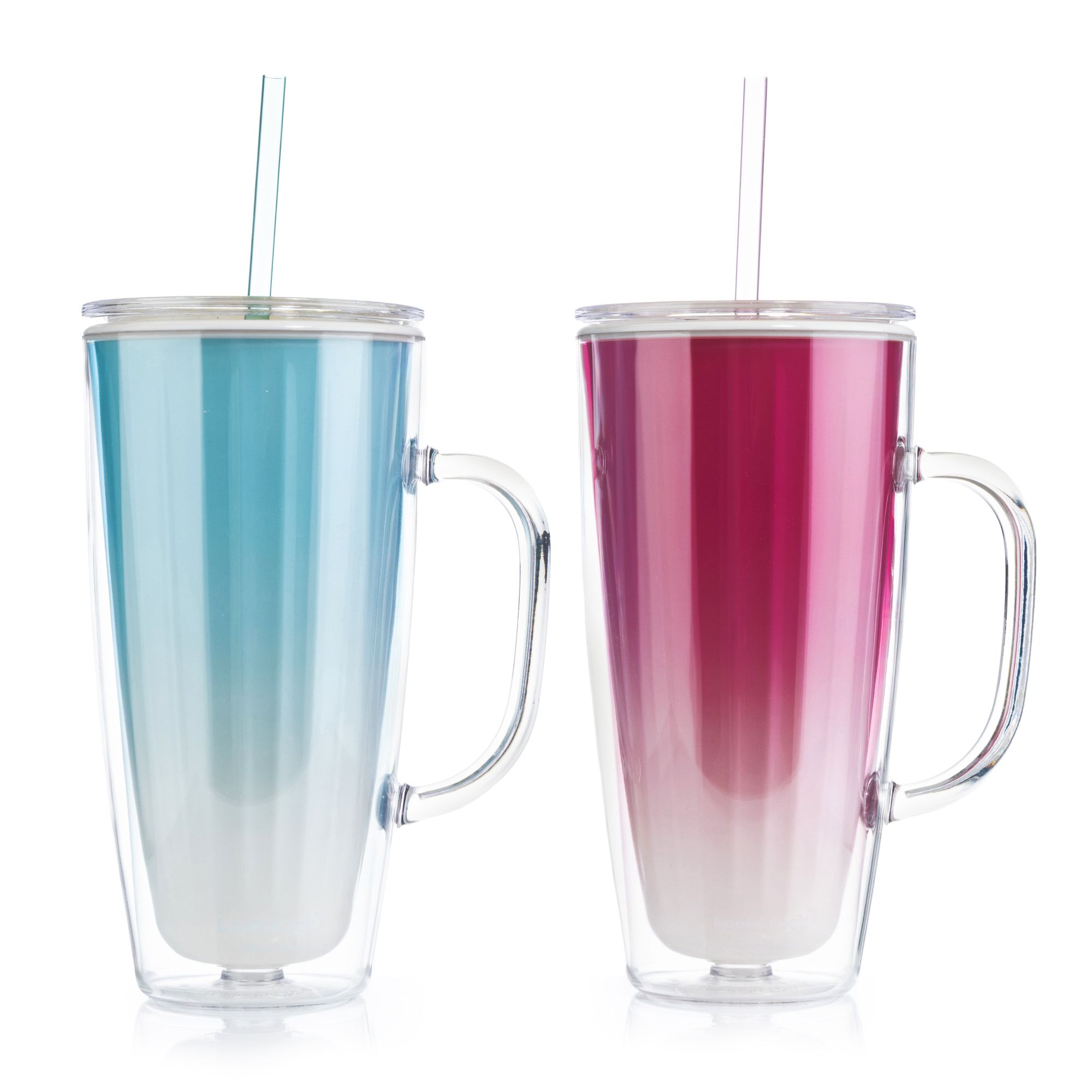 LocknLock 2 Trinkbecher mit Trinkhalm und Henkel je 720ml Volumen