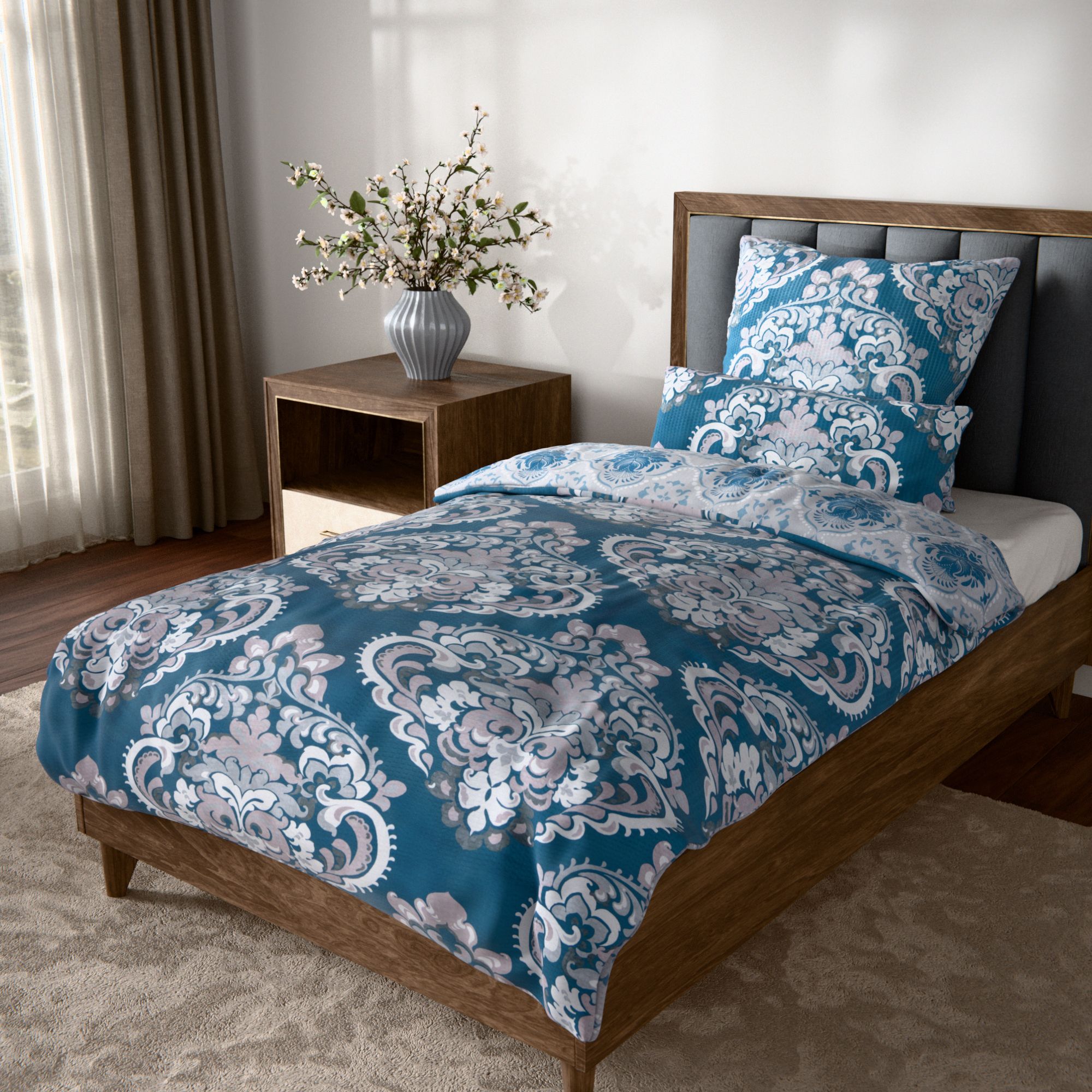 SOFT WAVE Wendebettwäsche Ornamente Mikrofaser Seersucker Einzelbett, 3tlg.