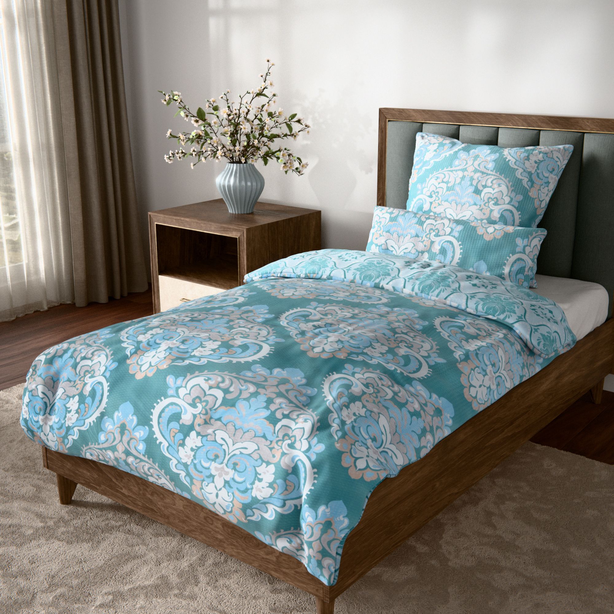 SOFT WAVE Wendebettwäsche Ornamente Mikrofaser Seersucker Einzelbett, 3tlg.