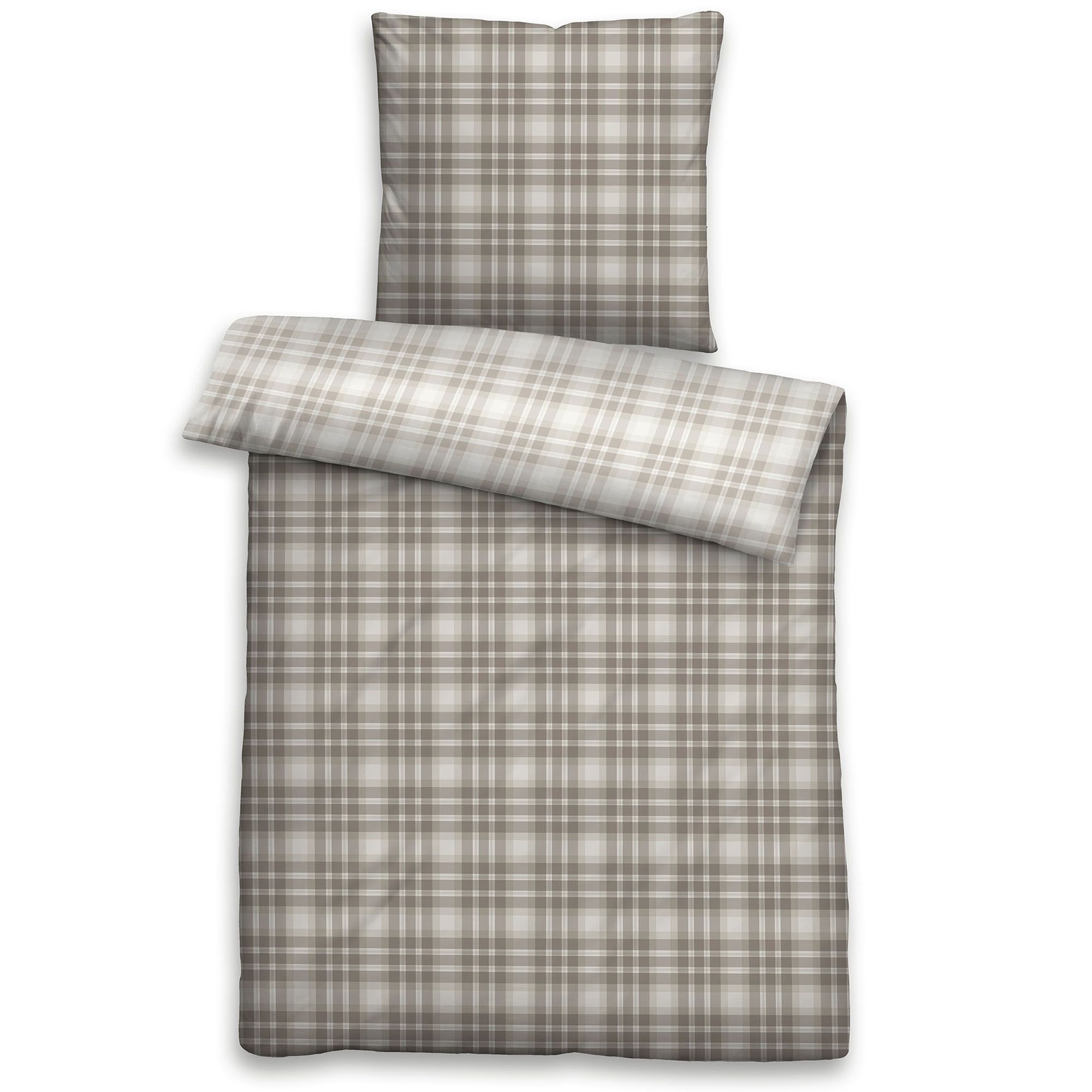 biberna® Bettwäsche Karos Baumwoll Feinbiber Einzelbett, 2tlg.