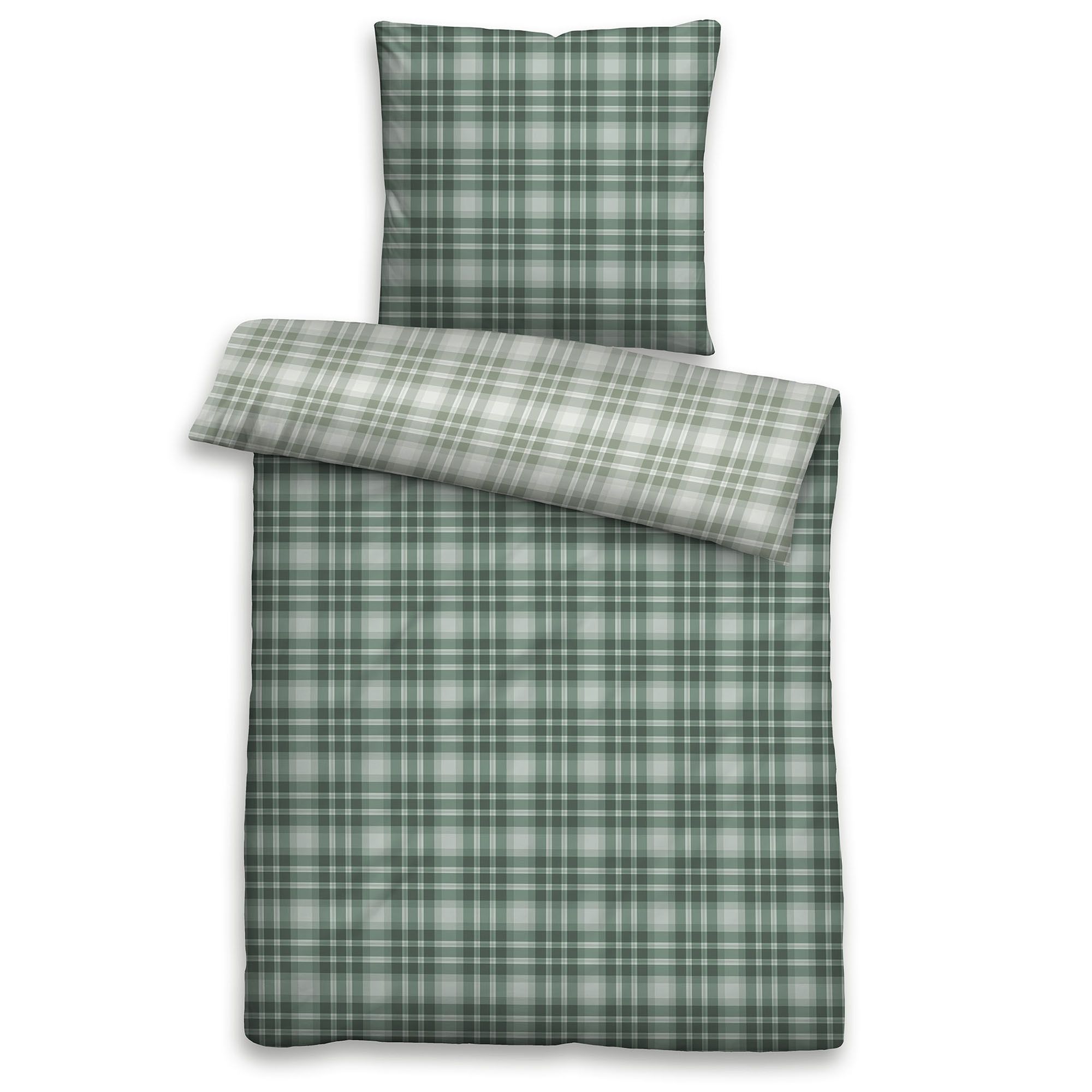 biberna® Bettwäsche Karos Baumwoll Feinbiber Einzelbett, 2tlg.