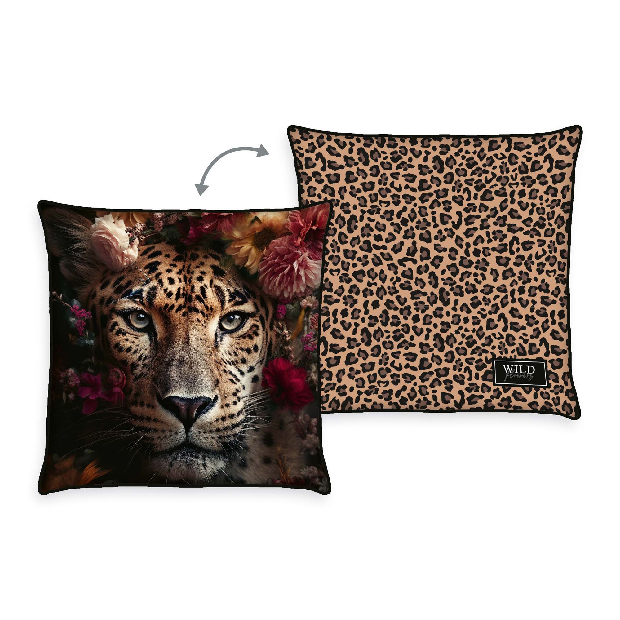 home® Edition by HERDING Kissen Wild Flowers Leopard gefüllt, wendbar waschbar