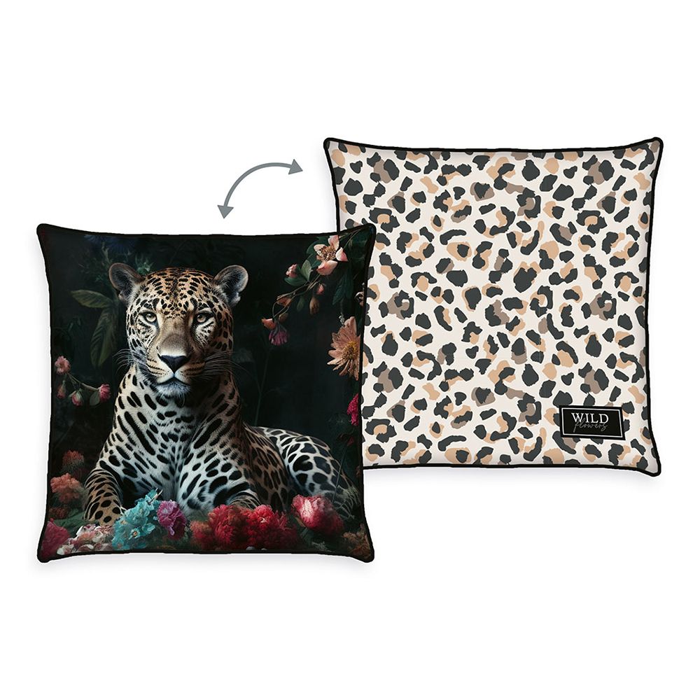 home® Edition by HERDING Kissen Wild Flowers Leopard gefüllt, wendbar waschbar