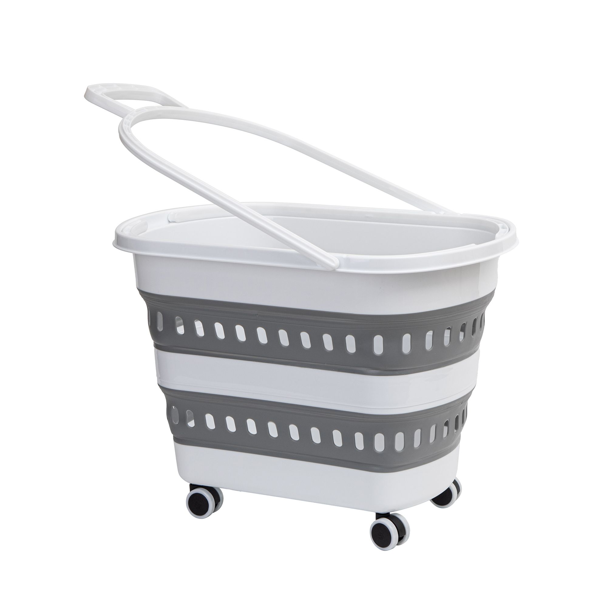 2in1 Faltbarer Wäschekorb & Einkaufstrolley mit 360° Rollen ca. 60x38x40cm