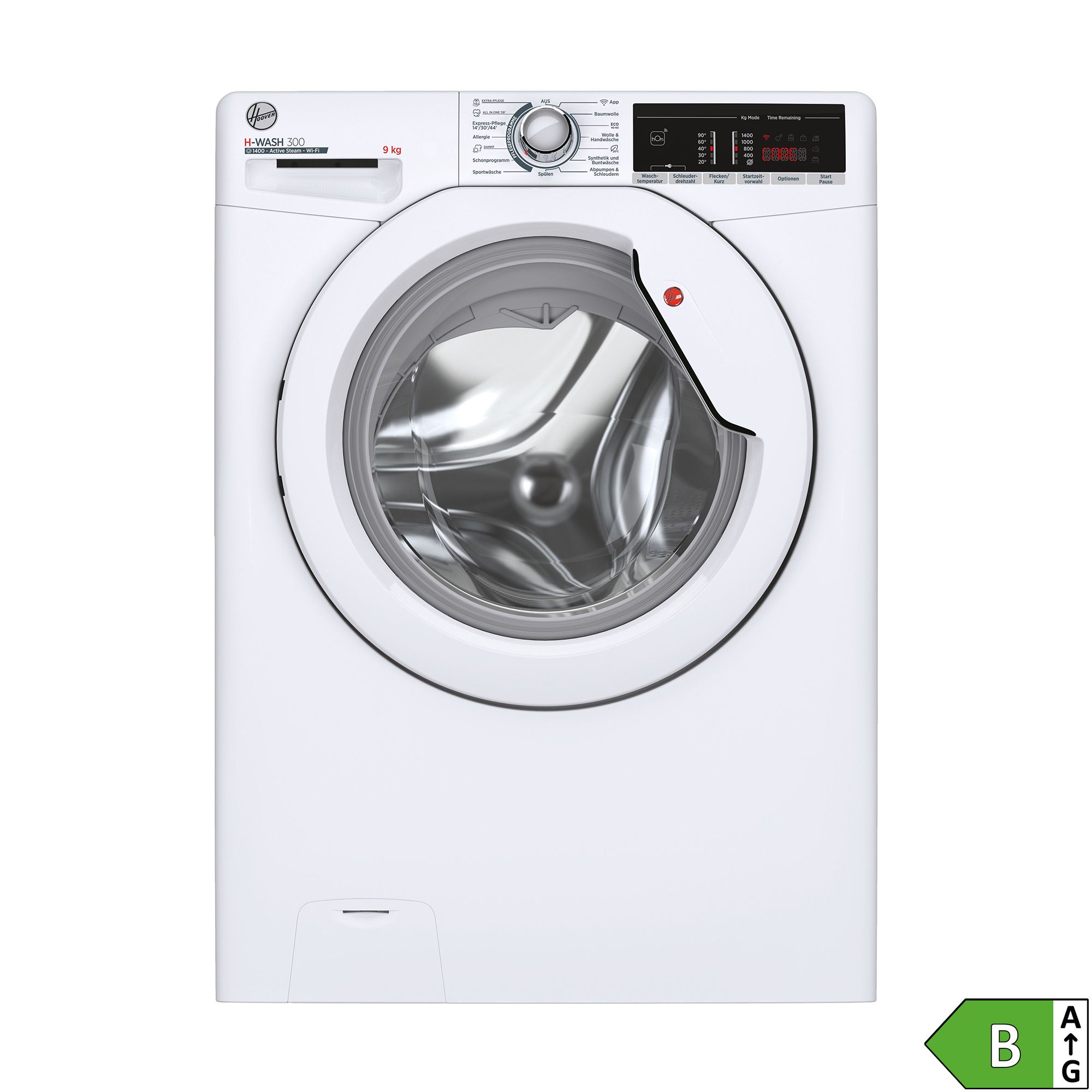 HOOVER Waschmaschine 9kg, EEK B ActiveSteam All in One Programm, Energieeffizienzklasse B