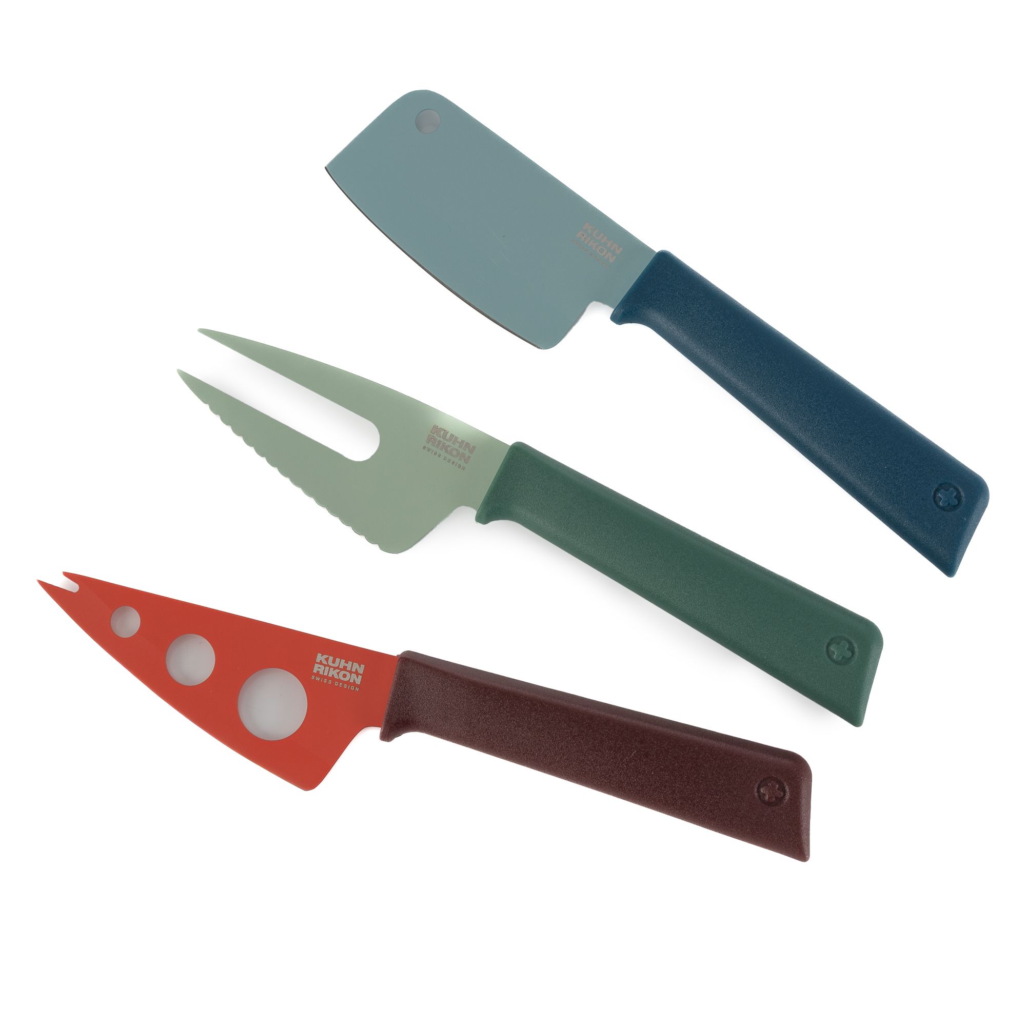 KUHN RIKON Käsemesser-Set Colori 3tlg. Edelstahlklingen inkl. Klingenschutz