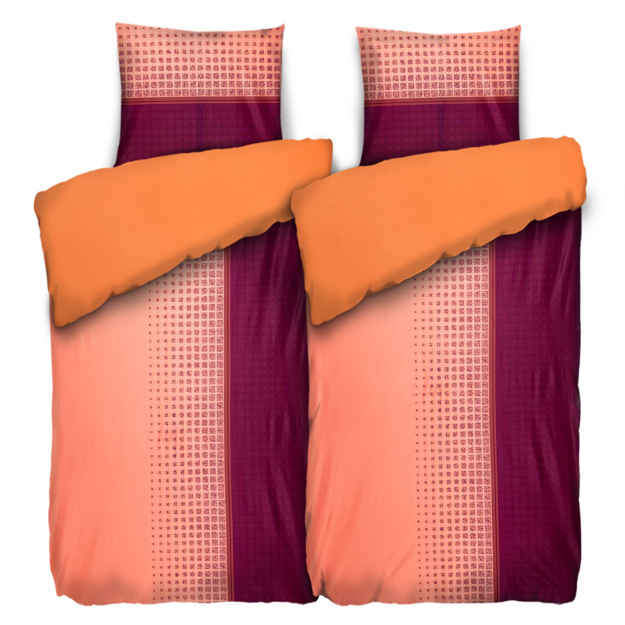 JERYMOOD Wendebettwäsche Quadrate Mikrofaser Jersey Doppelbett, 4tlg.