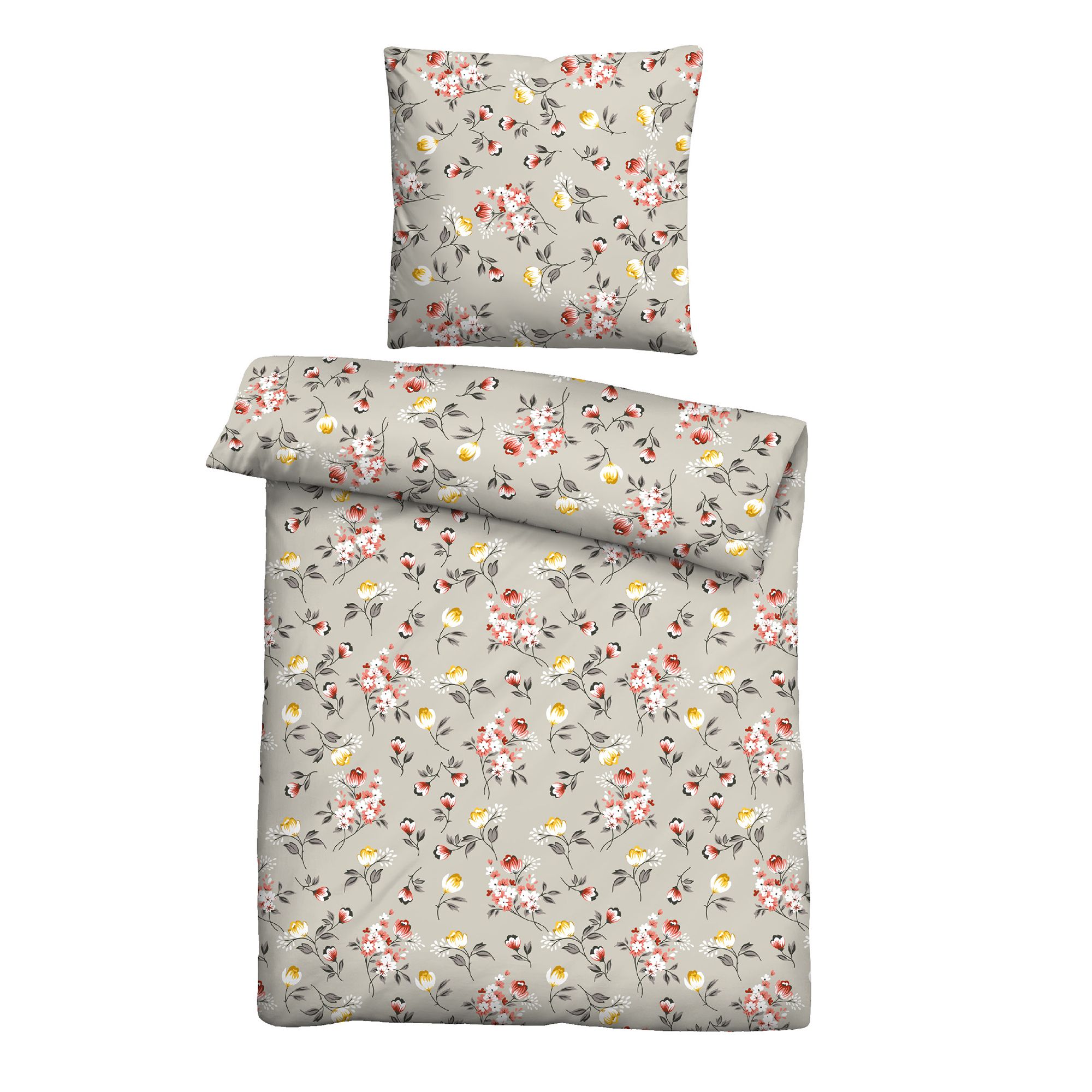 Castell® Bettwäsche Blümchen Polycotton Biber Einzelbett, 2tlg.