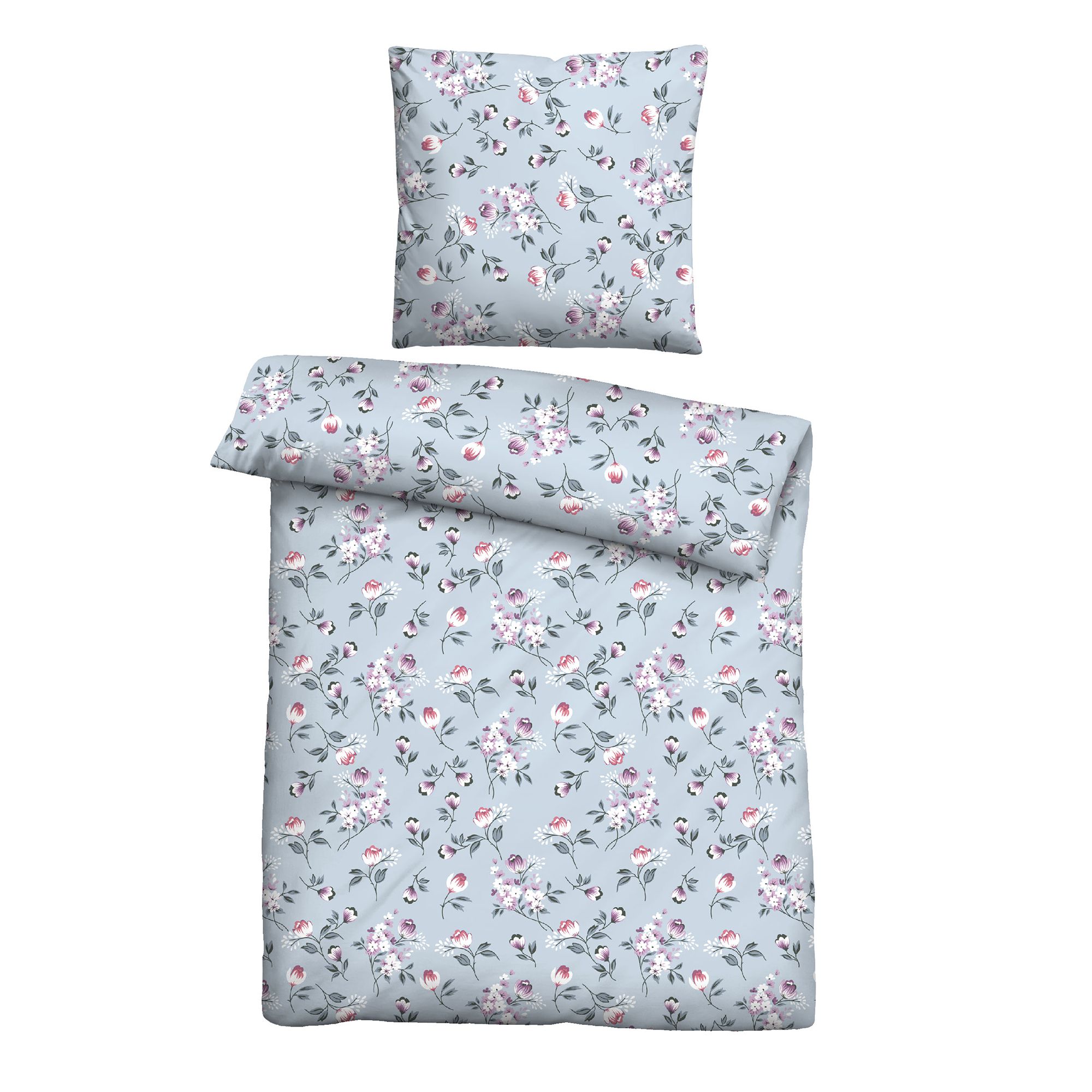 Castell® Bettwäsche Blümchen Polycotton Biber Einzelbett, 2tlg.
