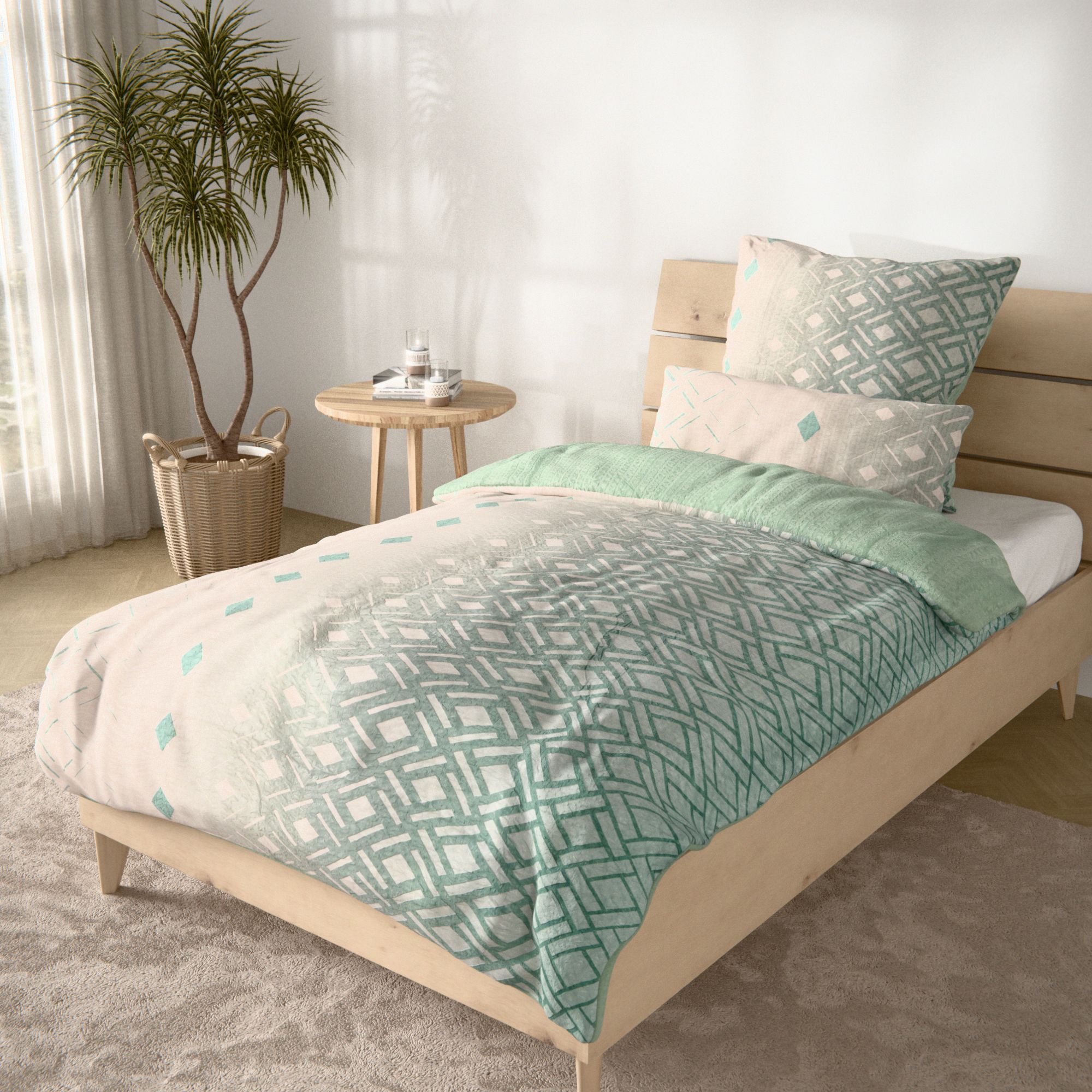 SOFT WAVE Wendebettwäsche Farbverlauf Mikrofaser Seersucker Einzelbett, 3tlg.