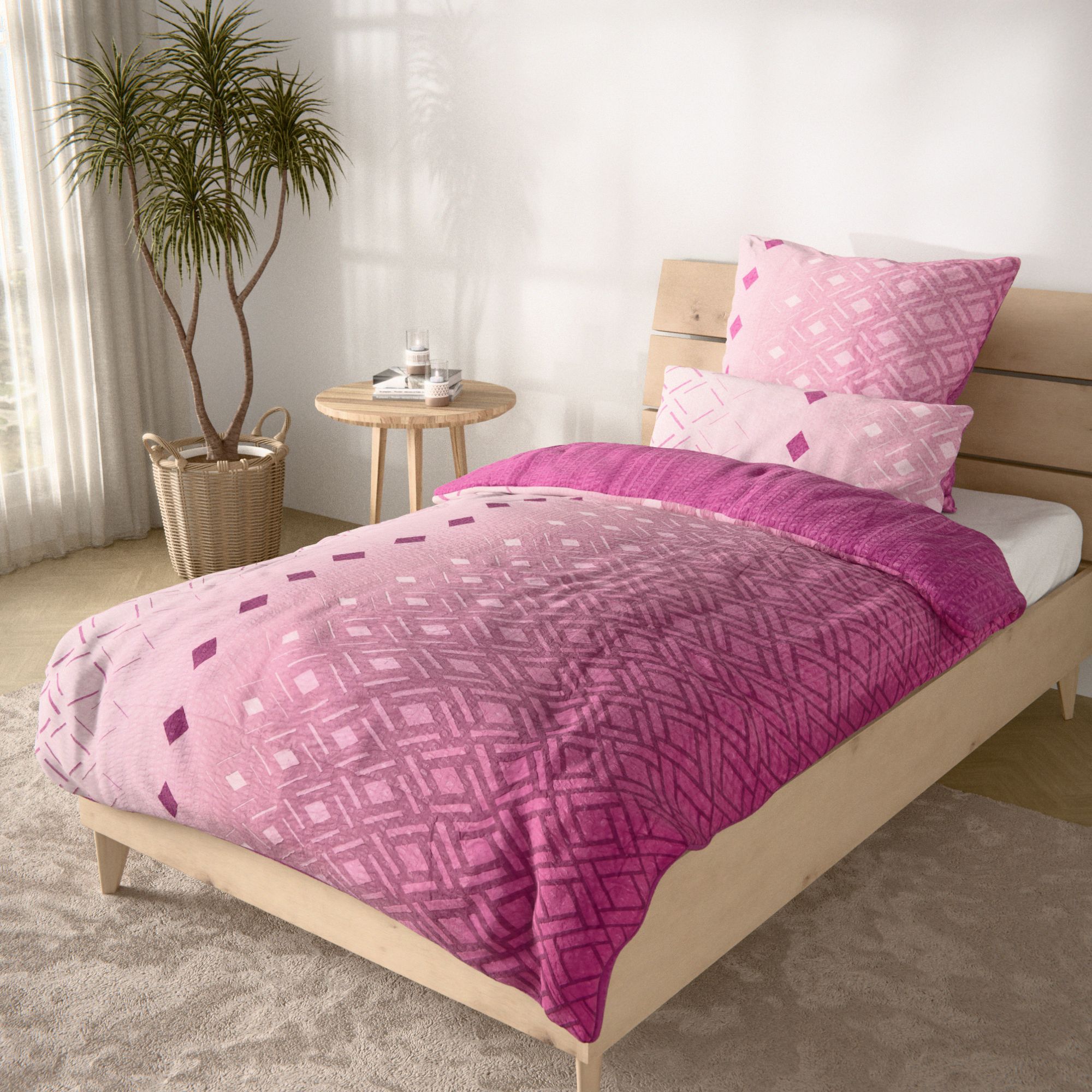 SOFT WAVE Wendebettwäsche Farbverlauf Mikrofaser Seersucker Einzelbett, 3tlg.