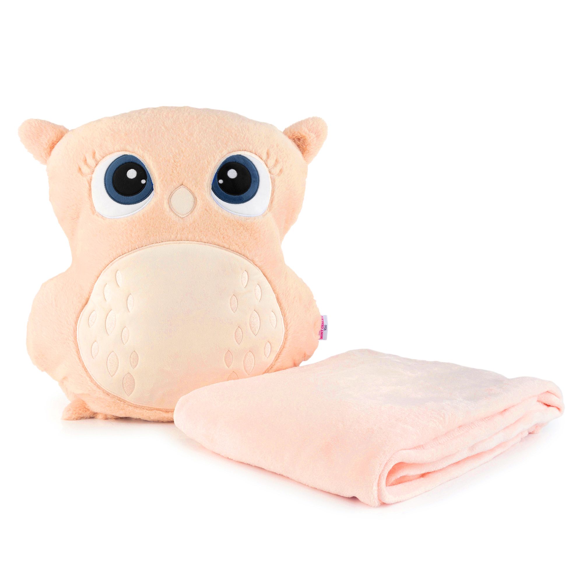 MONT CHALET 2in1-Eulenkissen inkl. Decke Mikrofaser-Fellimitat 45x55cm / 130x170cm