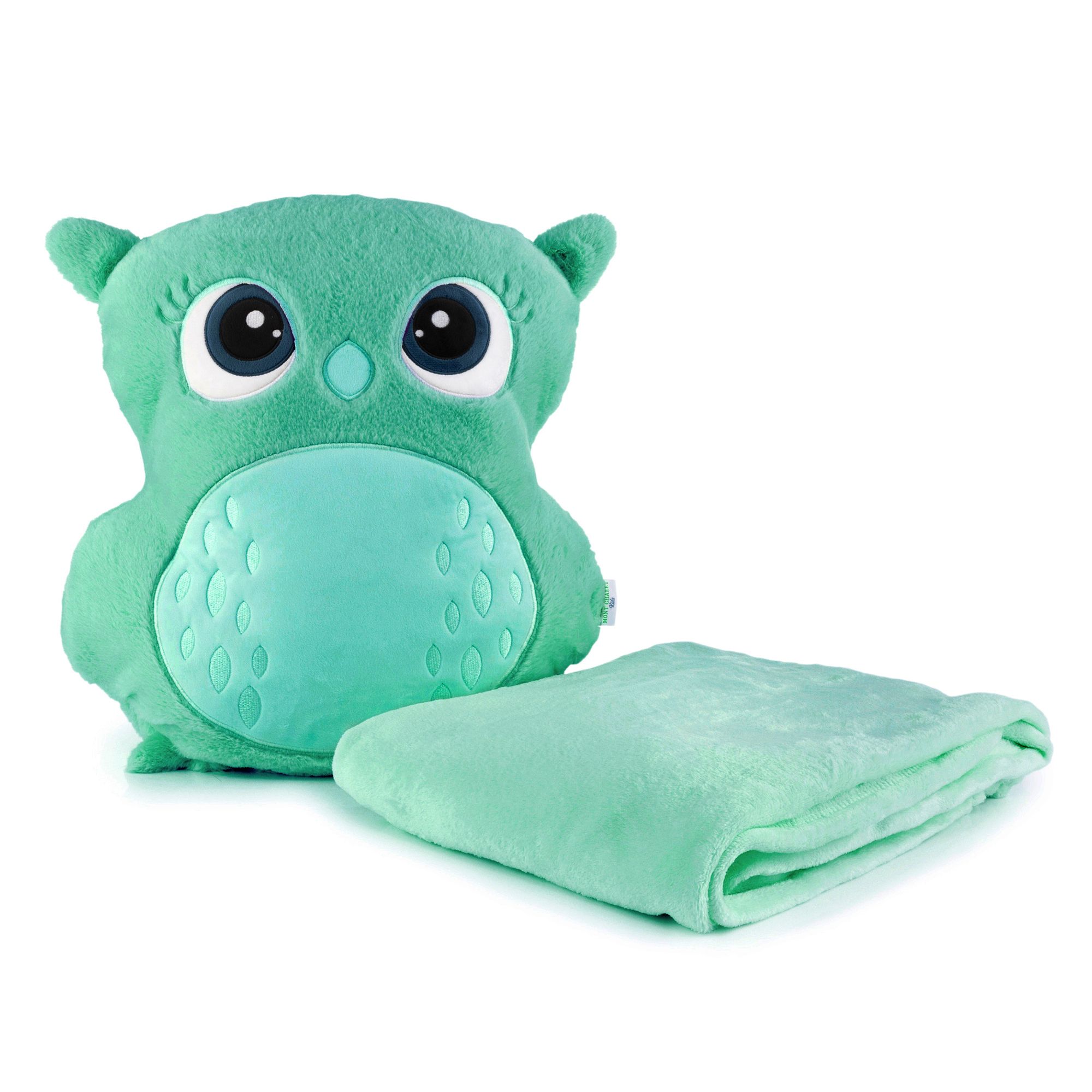 MONT CHALET 2in1-Eulenkissen inkl. Decke Mikrofaser-Fellimitat 45x55cm / 130x170cm