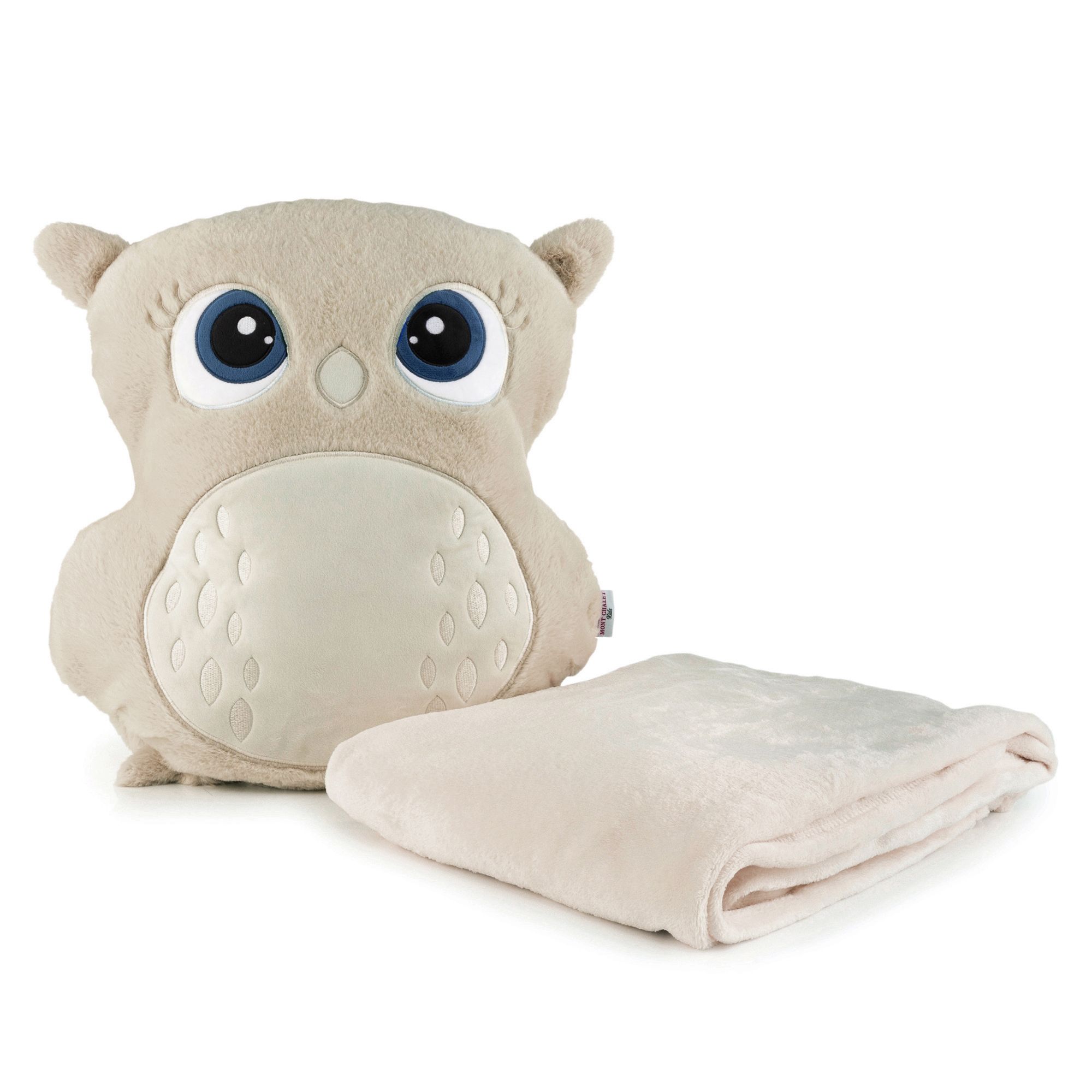 MONT CHALET 2in1-Eulenkissen inkl. Decke Mikrofaser-Fellimitat 45x55cm / 130x170cm