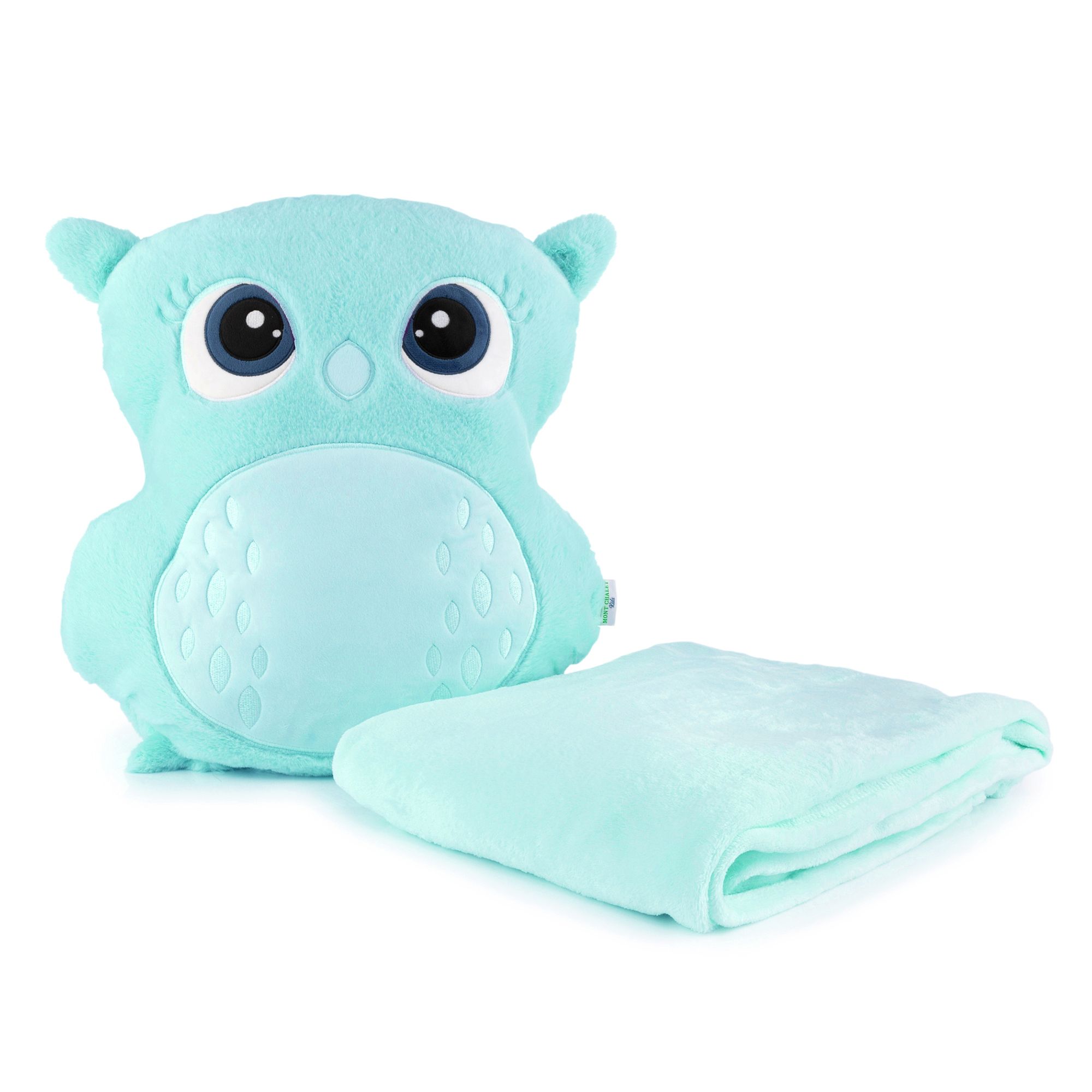 MONT CHALET 2in1-Eulenkissen inkl. Decke Mikrofaser-Fellimitat 45x55cm / 130x170cm