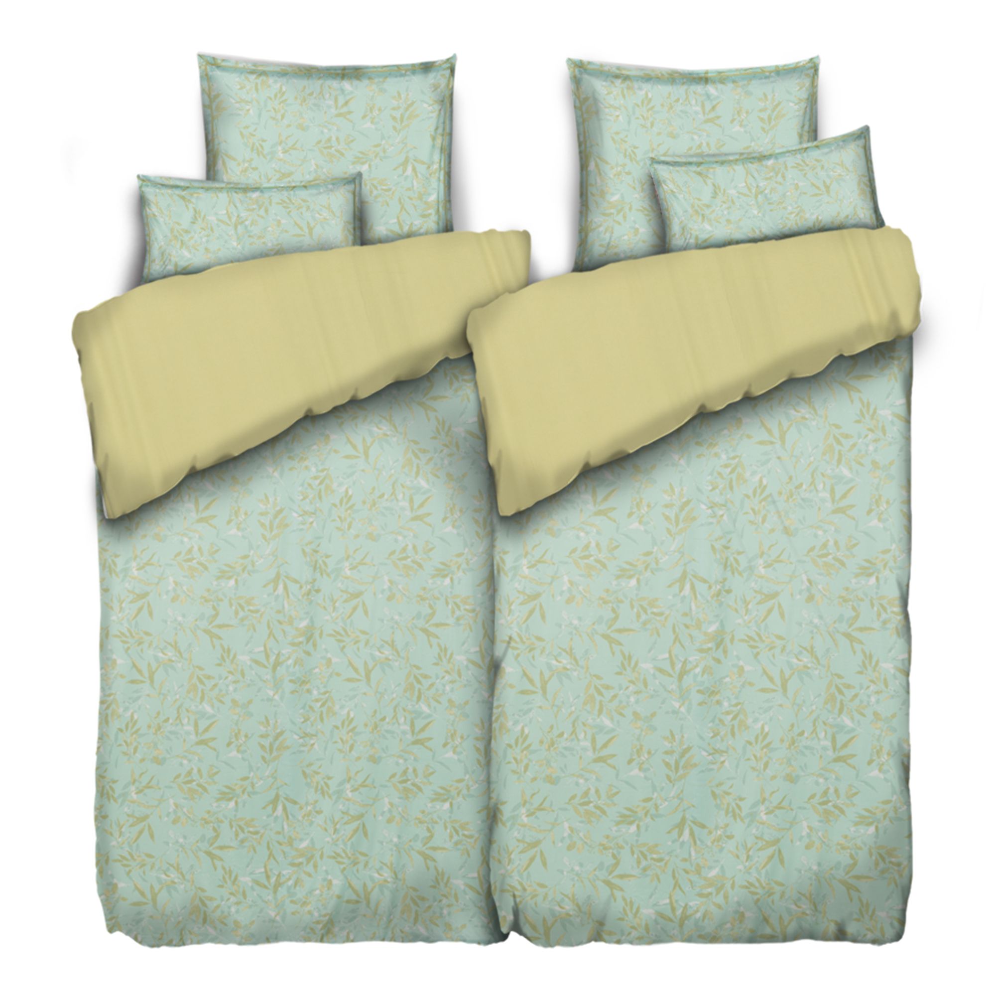 JERYMOOD Wendebettwäsche Stehsaum mit Paspel Mikrofaser Jersey Doppelbett, 6tlg.