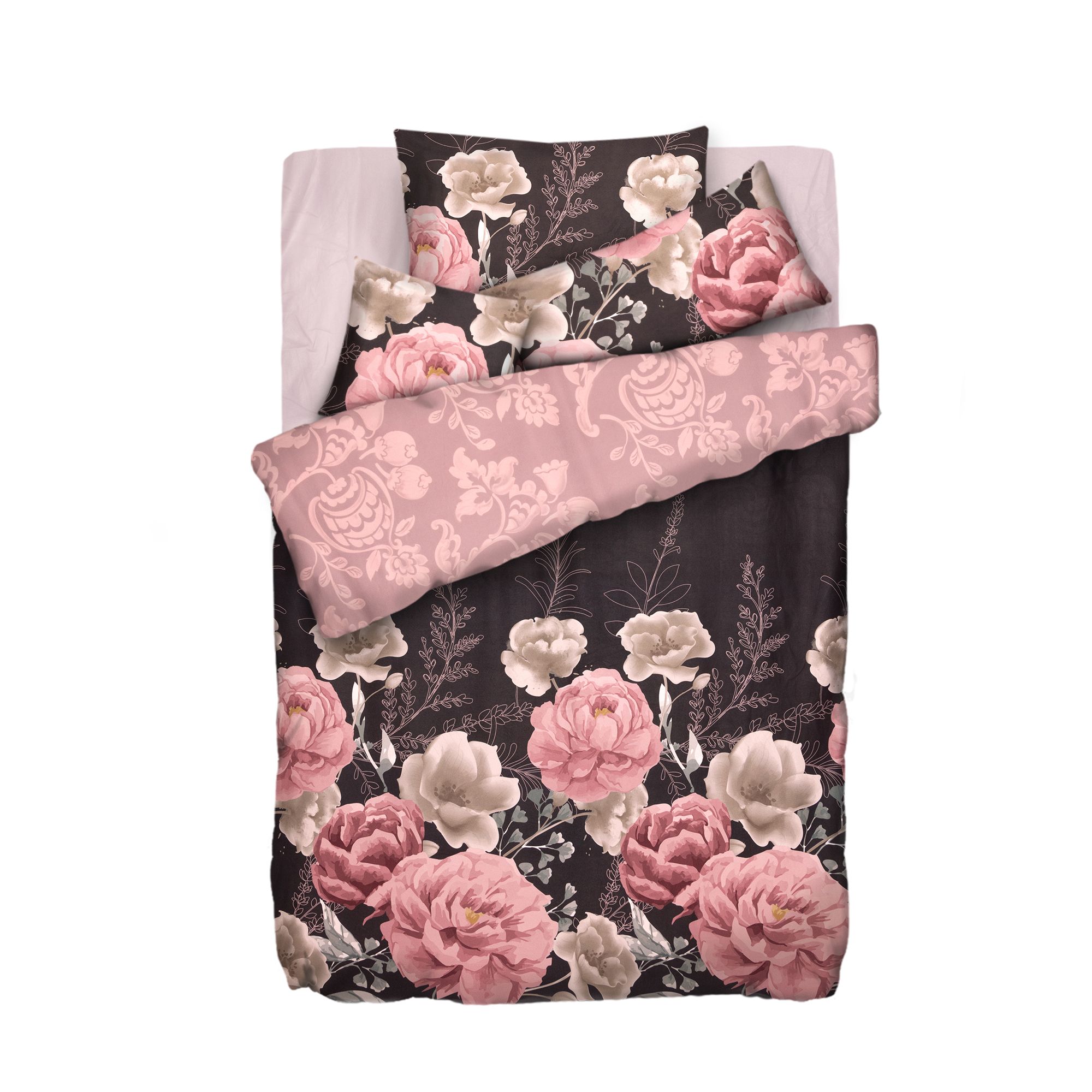 WINTERENGEL Wendebettwäsche Blumen & Ornamente Mikrofaser Flanell Einzelbett, 5tlg.