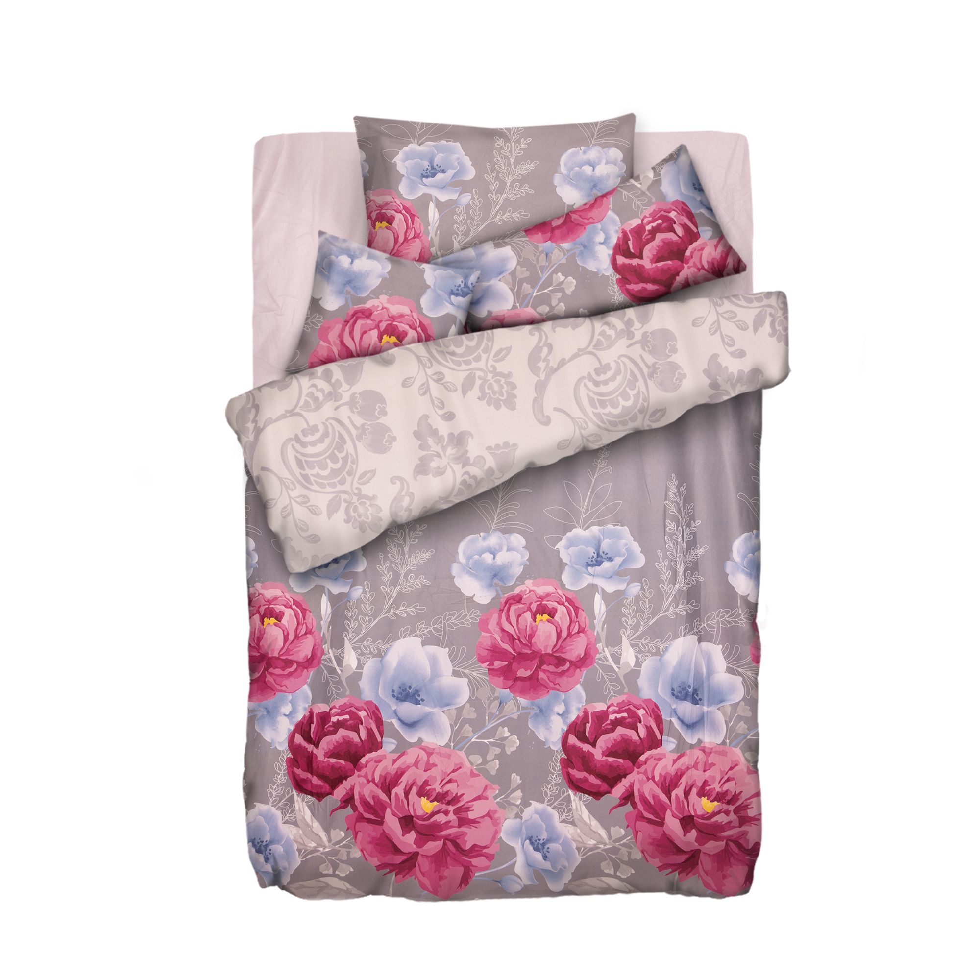 WINTERENGEL Wendebettwäsche Blumen & Ornamente Mikrofaser Flanell Einzelbett, 5tlg.