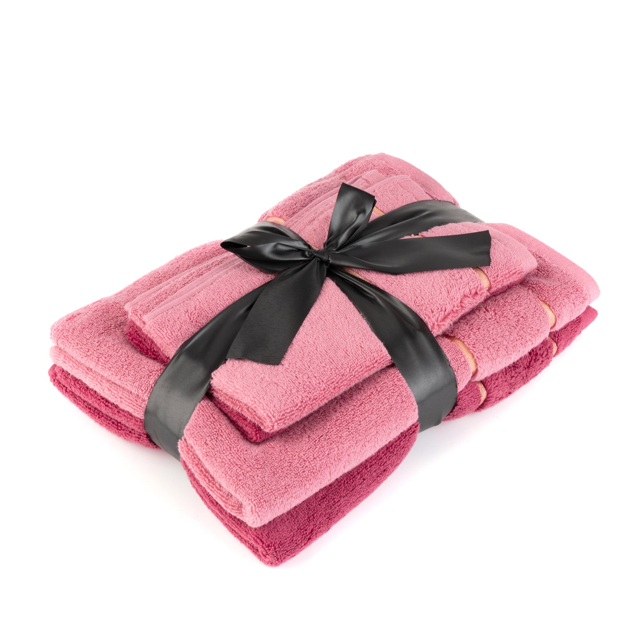 SEEDÜNE Handtuch-Set, 4tlg. goldene Bordüre 100% Baumwolle inkl. Schleife