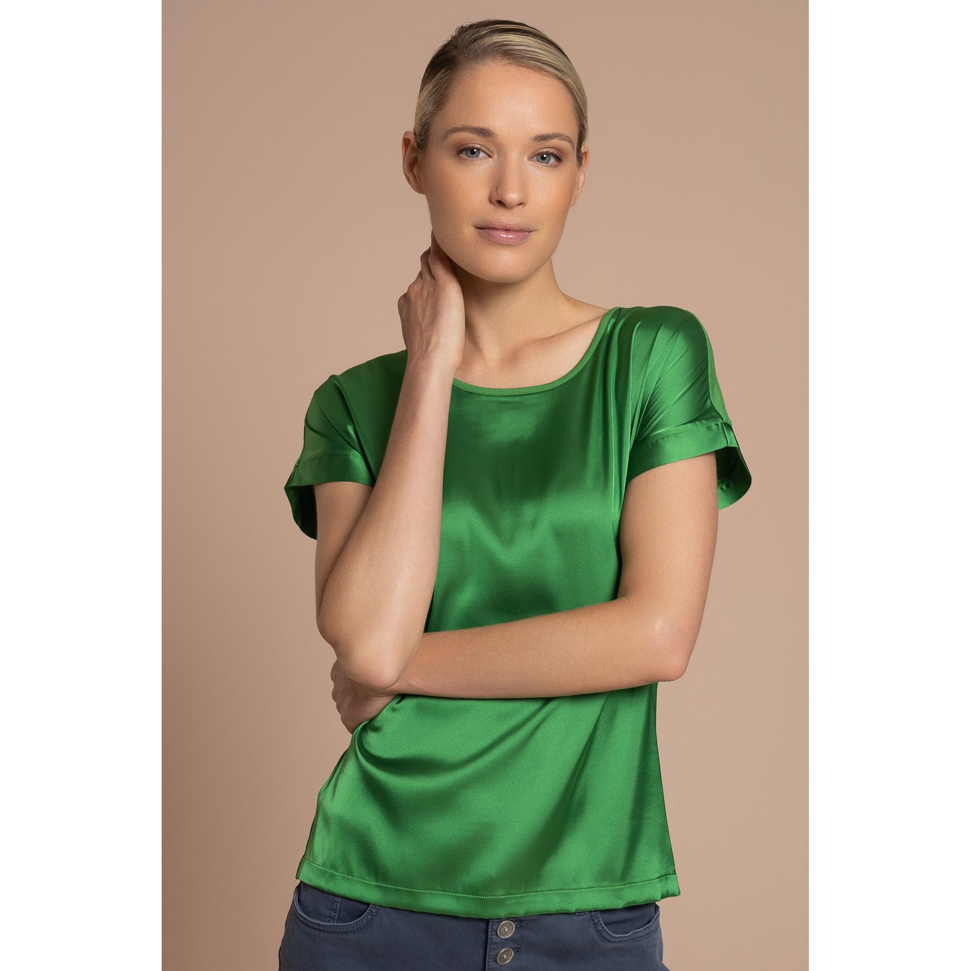 B-Ware STEFFEN SCHRAUT Blusenshirt, Havanna Rundhalsausschnitt Materialmix