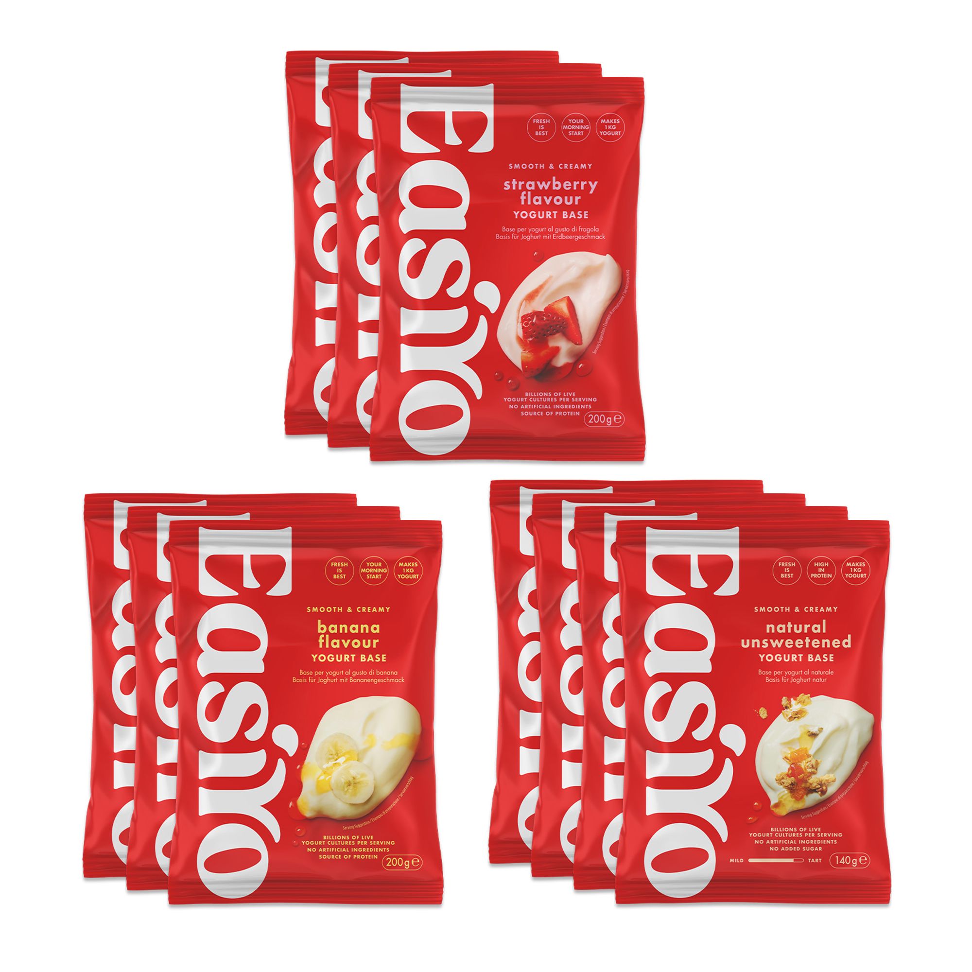 EASIYO Joghurtpulver 10 Beutel für 10kg frischen Joghurt 3 versch. Sorten