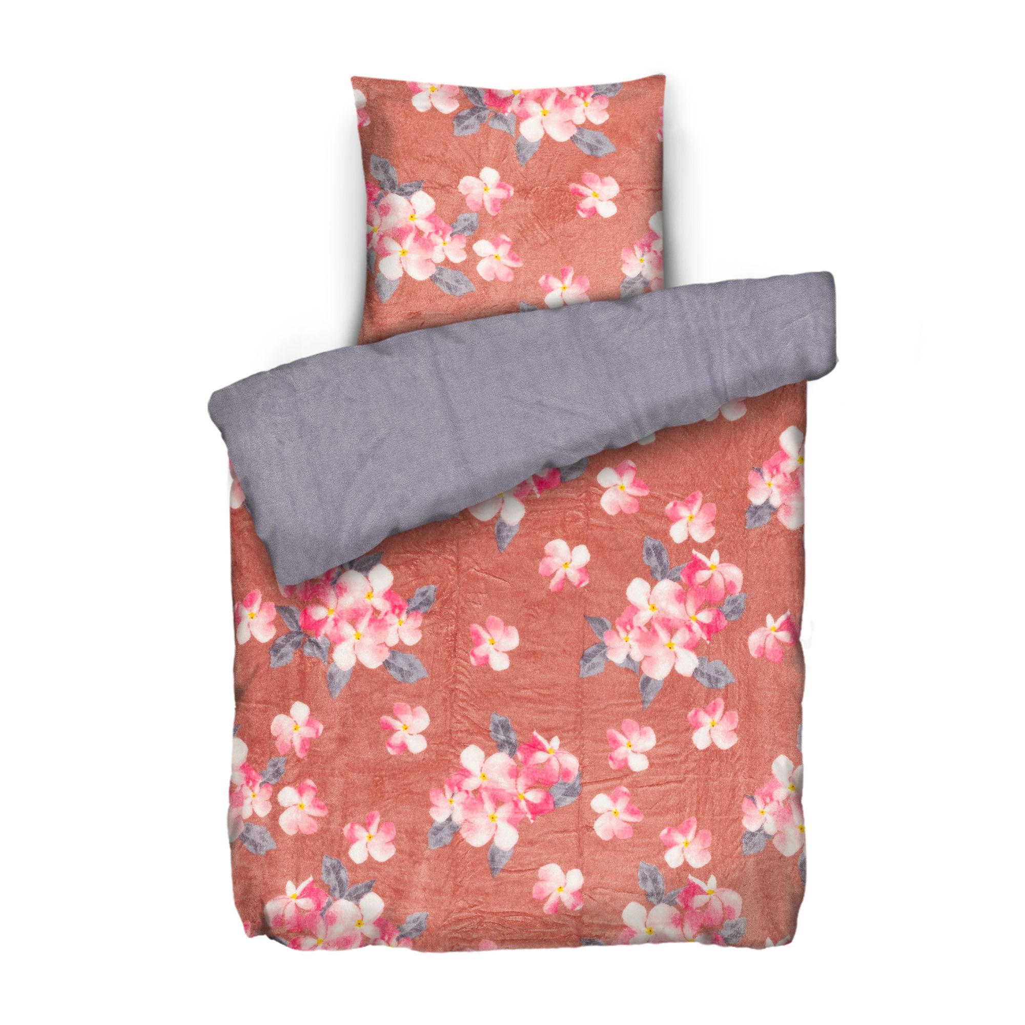 BADIZIO Classic Wendebettwäsche florales Design Mikrofaser Plüsch Einzelbett, 2tlg.