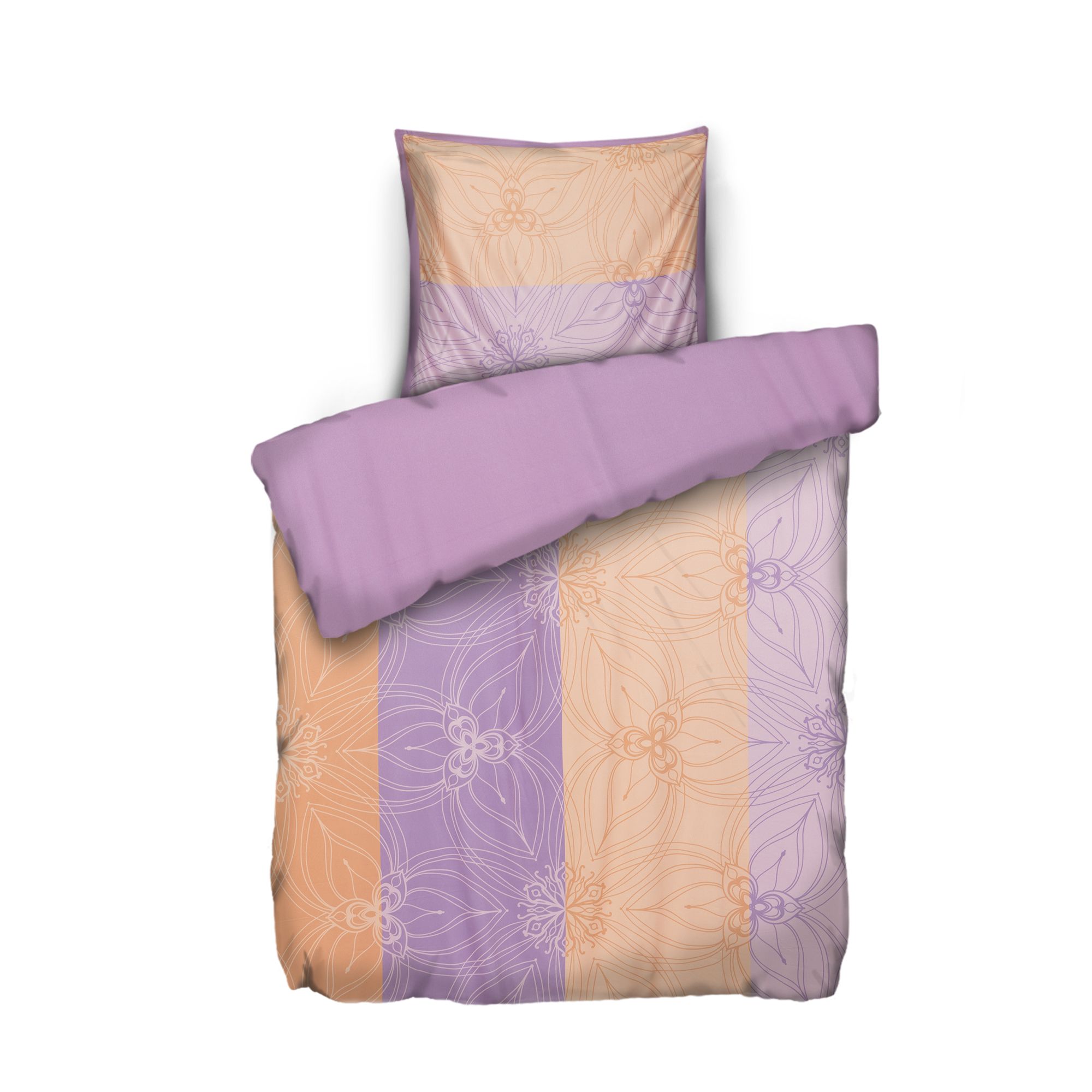 JERYMOOD Wendebettwäsche florale Streifen Mikrofaser Jersey Einzelbett, 2tlg.