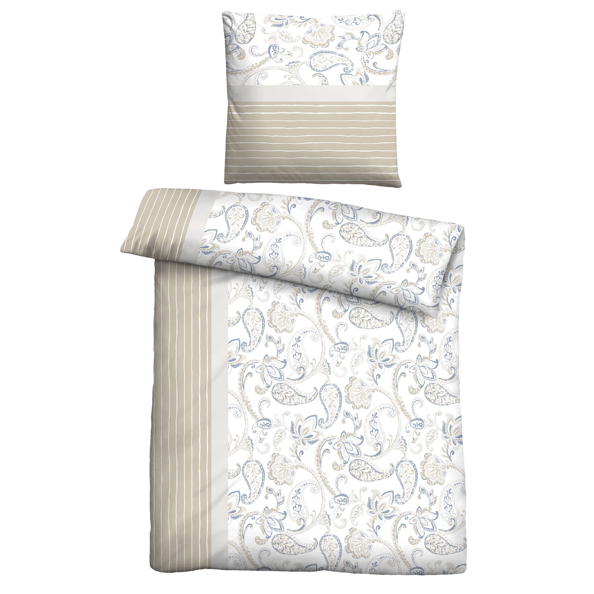 Castell® Bettwäsche Paisley-Muster Polycotton Biber Einzelbett, 2tlg.