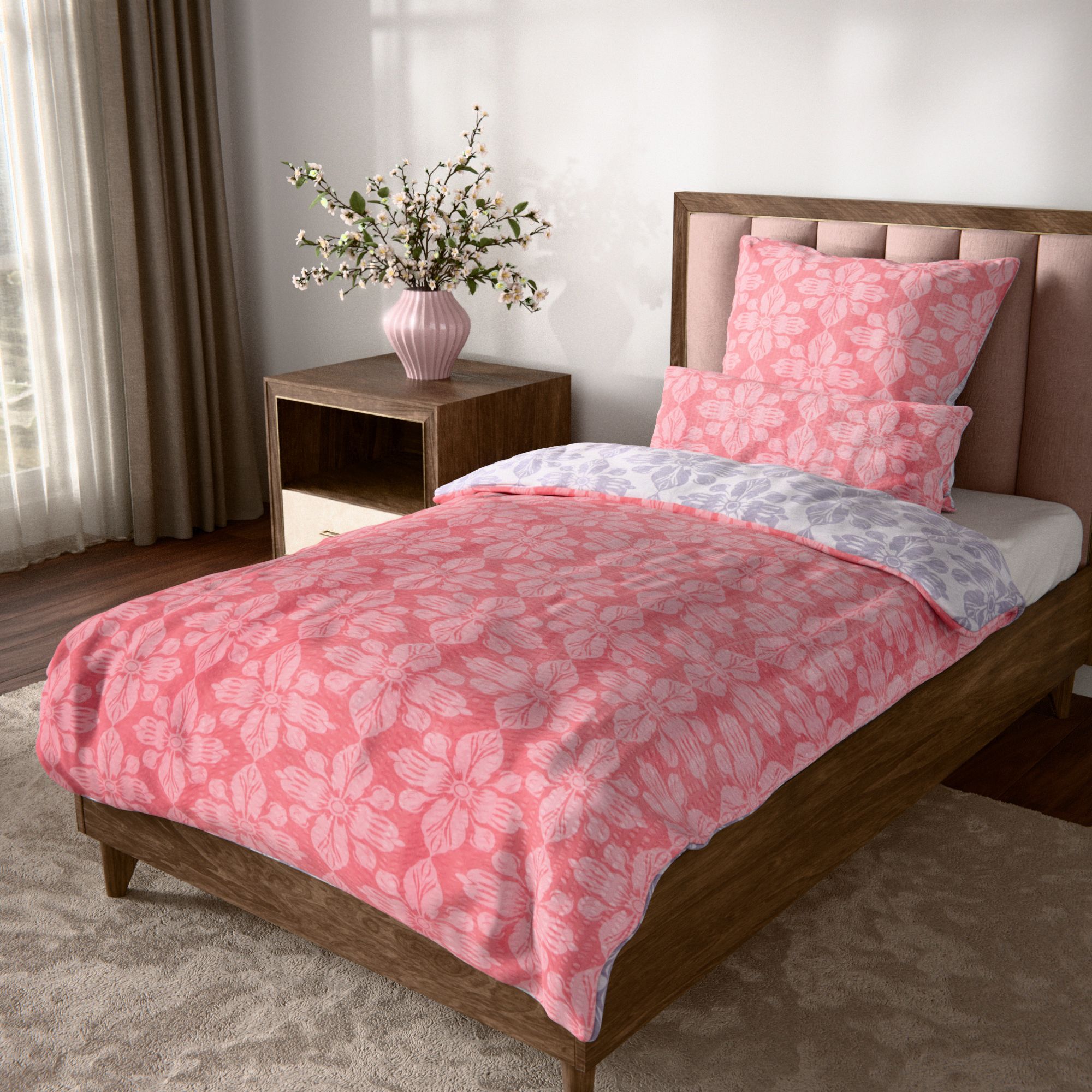 SOFT WAVE Wendebettwäsche florale Ornamente Mikrofaser Seersucker Einzelbett, 3tlg.