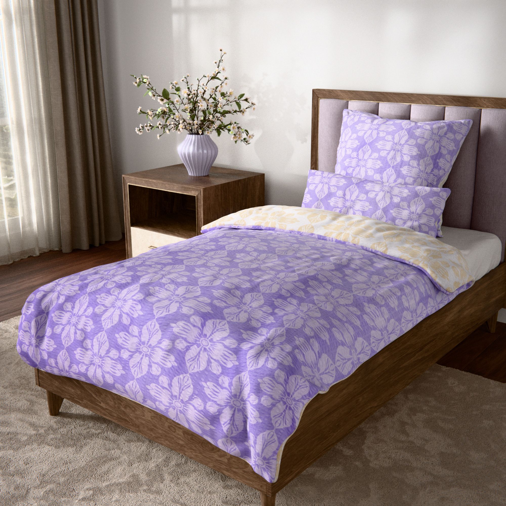 SOFT WAVE Wendebettwäsche florale Ornamente Mikrofaser Seersucker Einzelbett, 3tlg.