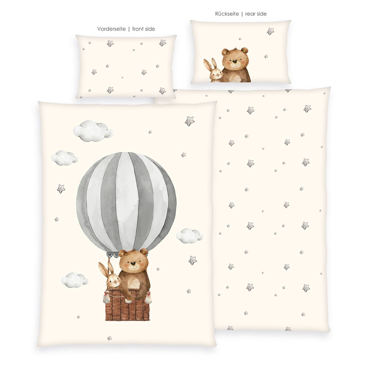 babybest® Wendebettwäsche Ballonfahrt Baumwoll Renforcé Einzelbett, 2tlg.
