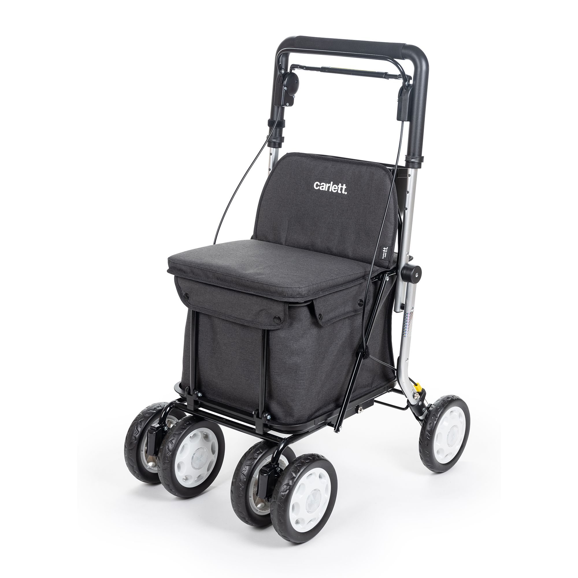 CARLETT Shopping Rollator 4 Räder, faltbar 38l Einkaufstasche inkl. Sitzfunktion