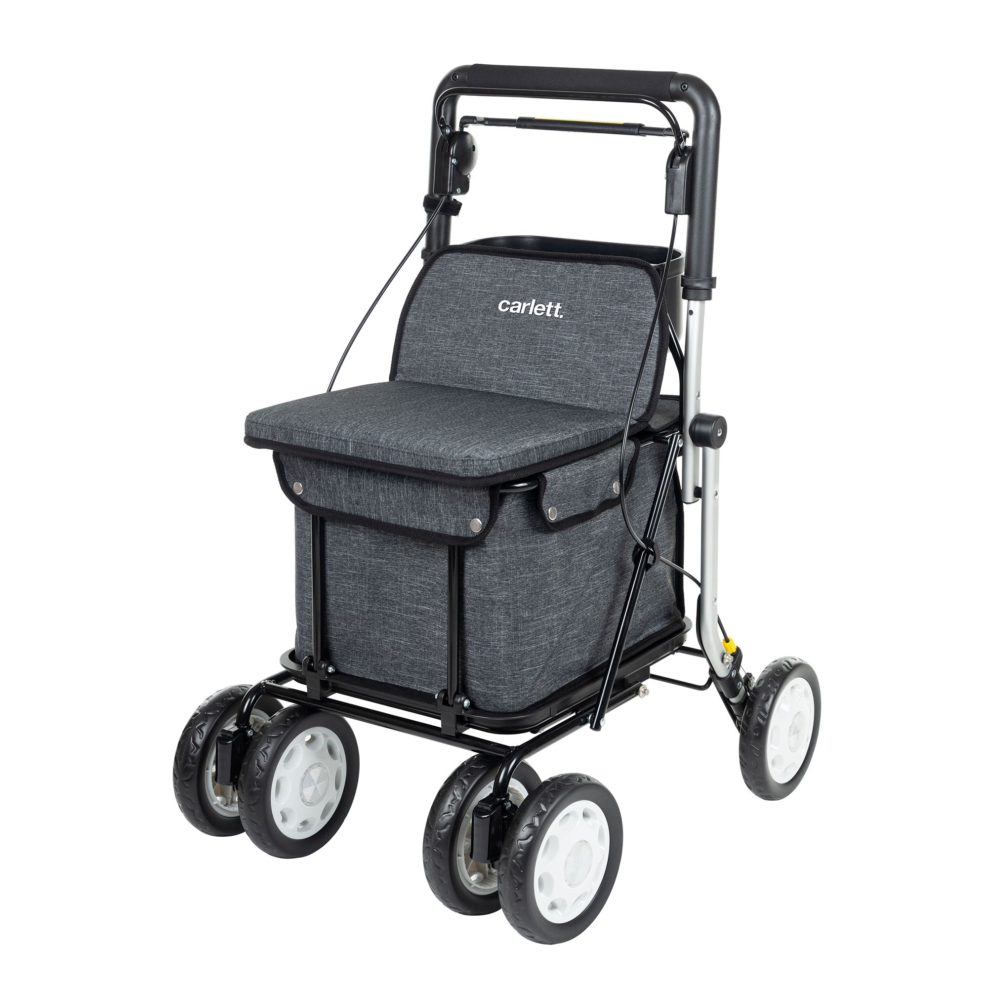 CARLETT Shopping Rollator 4 Räder, faltbar 38l Einkaufstasche inkl. Sitzfunktion