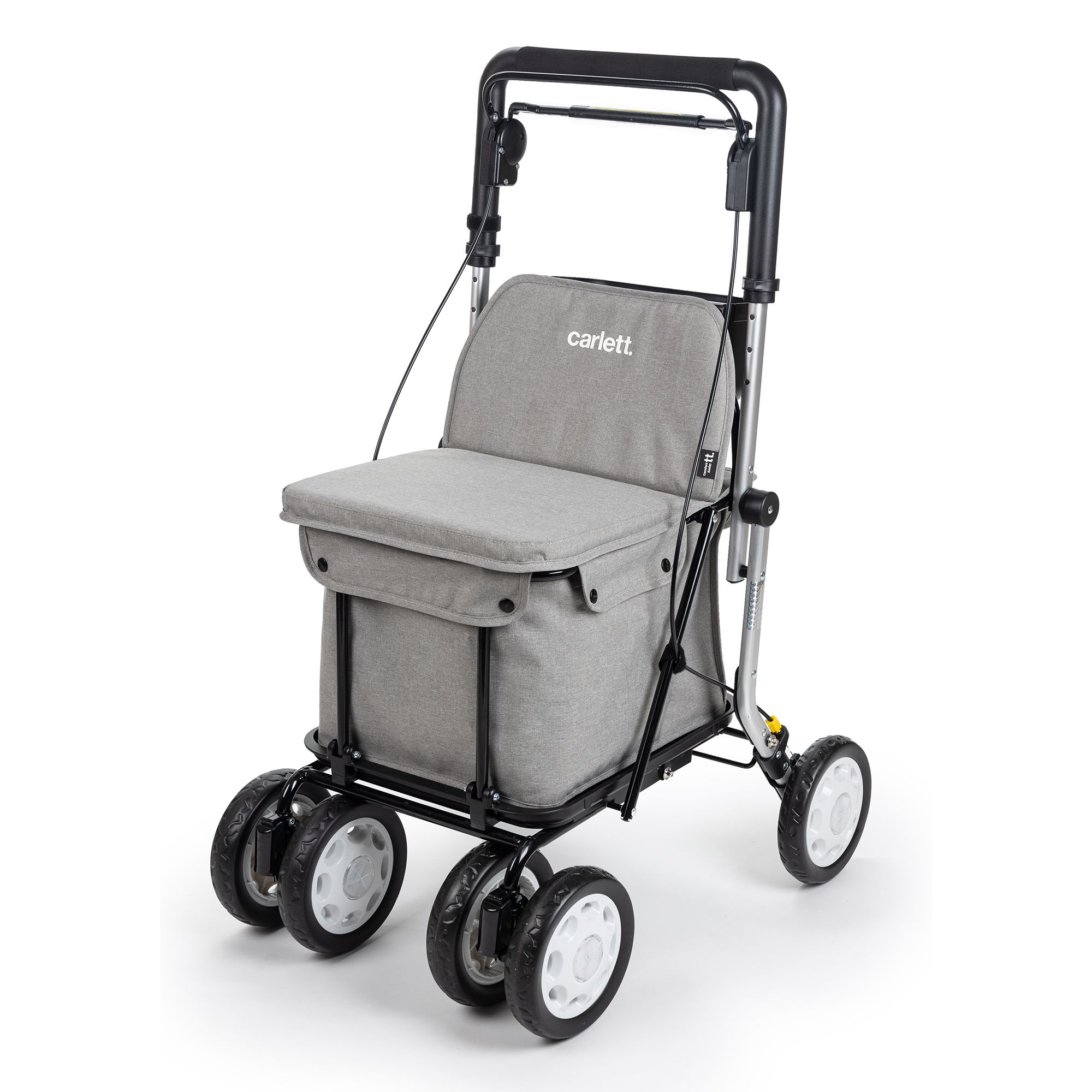 CARLETT Shopping Rollator 4 Räder, faltbar 38l Einkaufstasche inkl. Sitzfunktion