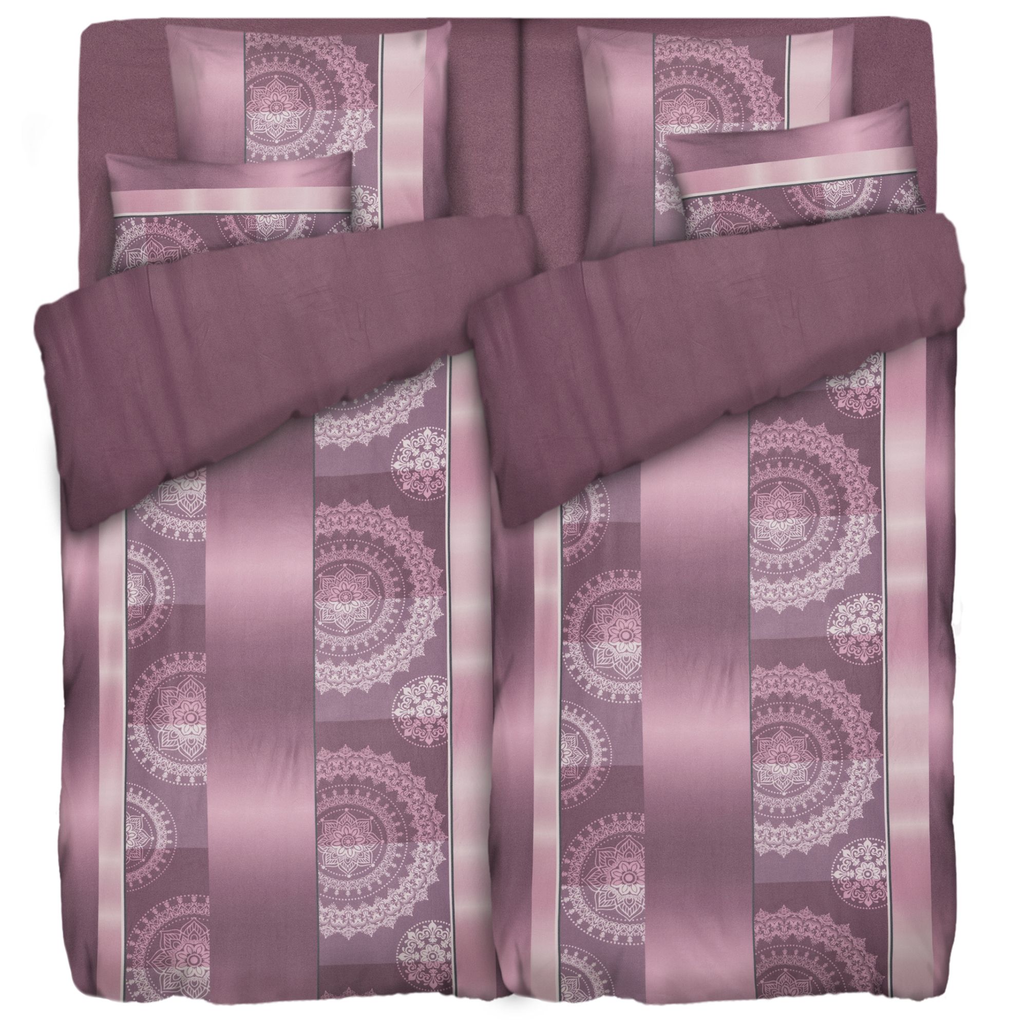 WINTERENGEL Wendebettwäsche Streifen & Ornamente Mikrofaser Flanell Einzelbett, 8tlg.