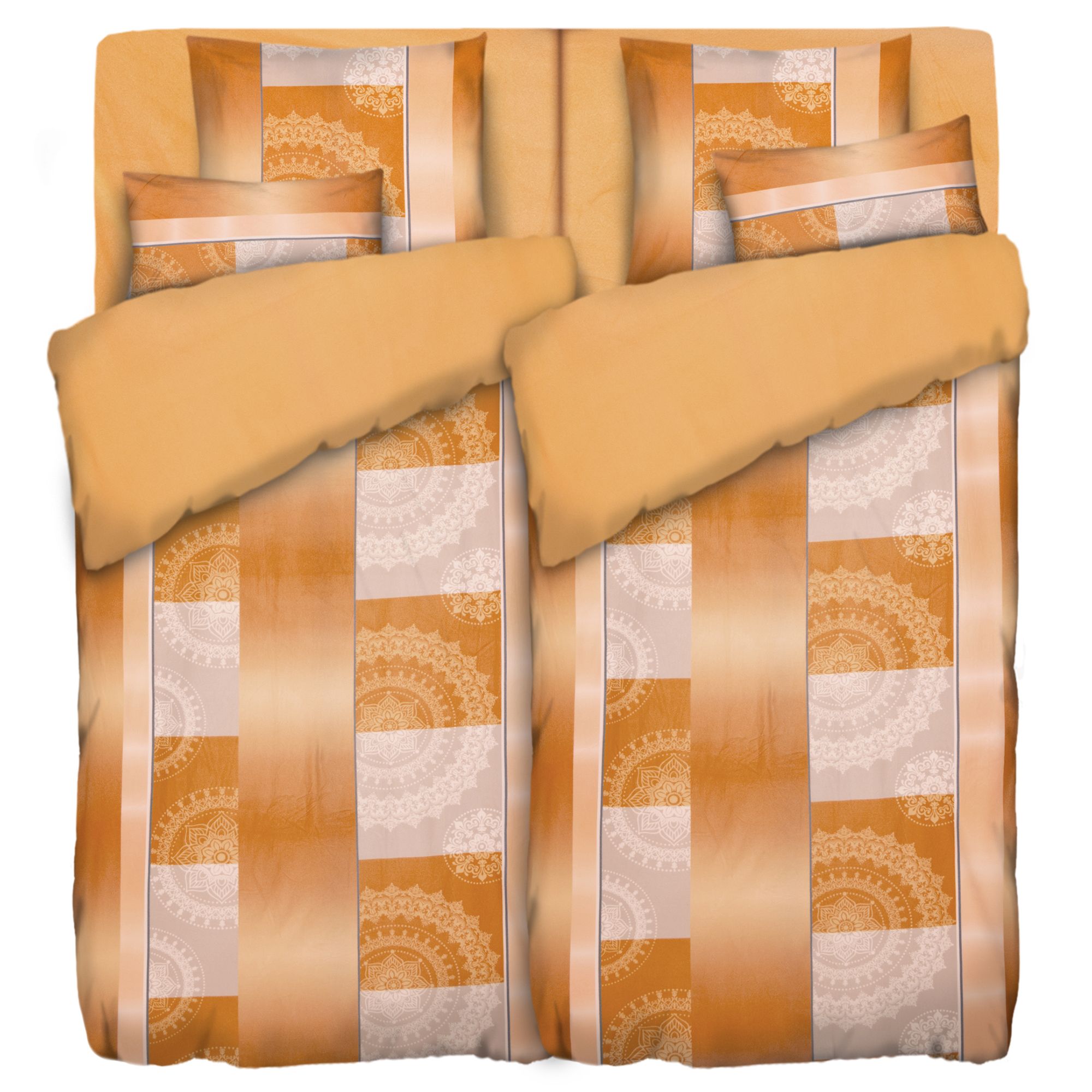 WINTERENGEL Wendebettwäsche Streifen & Ornamente Mikrofaser Flanell Doppelbett, 8tlg.