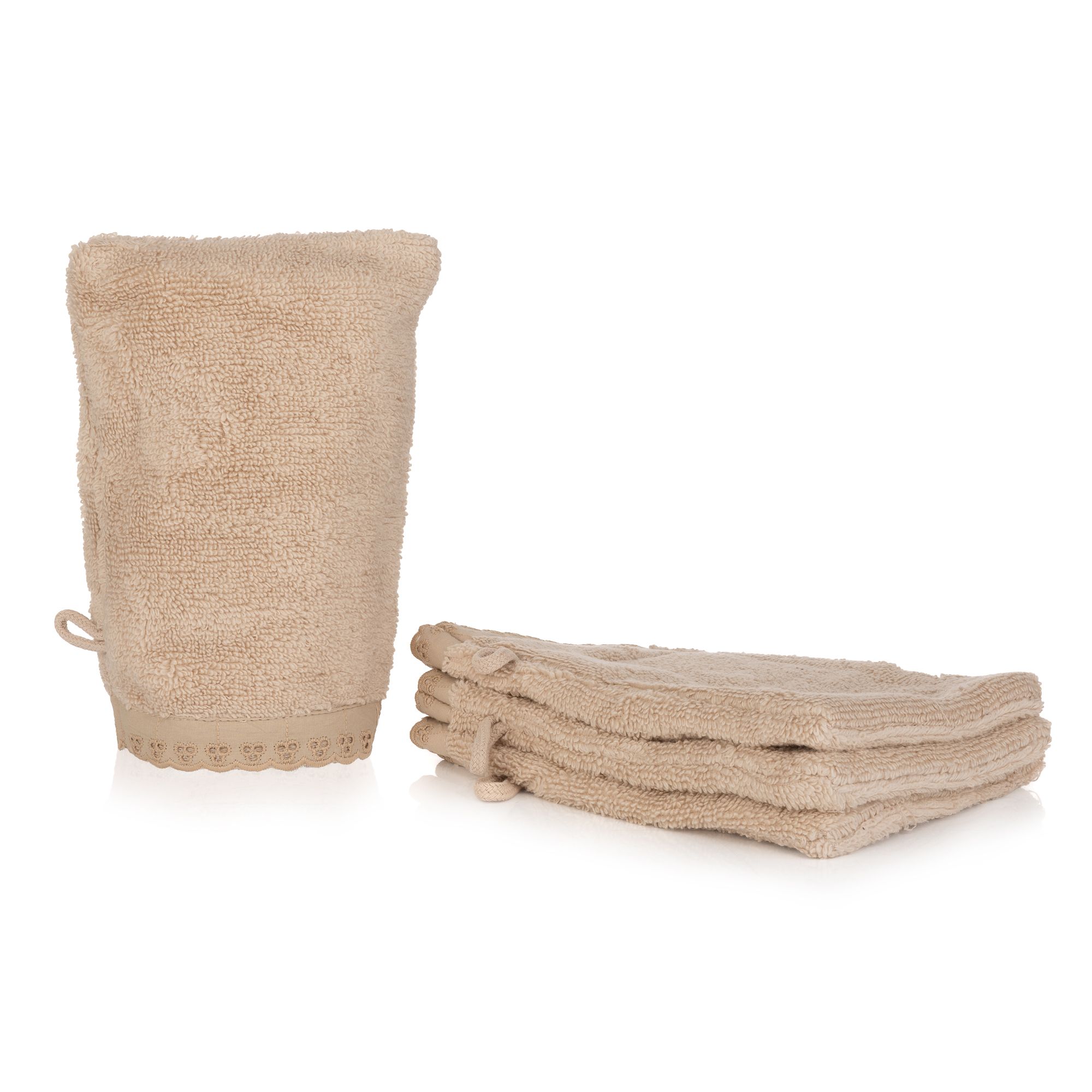 NACHTIGALL 4 Waschhandschuhe HeiQ Pure™ antimikrobiell 100% Baumwolle