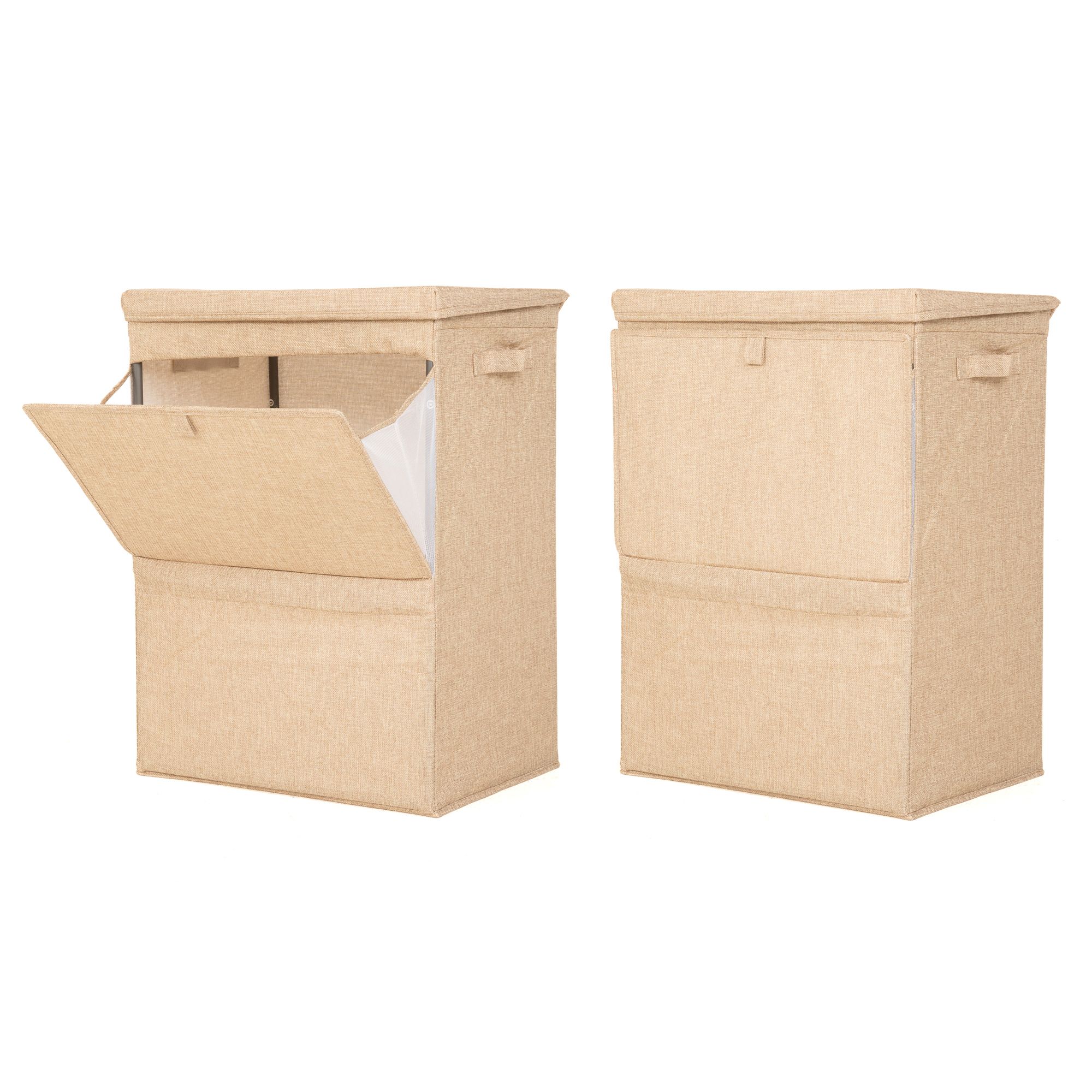 Faltbarer Wäschesammler mit XL-Ladeklappe Metallrahmen 2 Stück