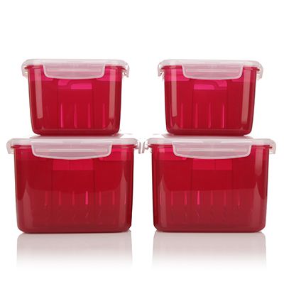 LocknLock 4 Frischhaltedosen mit Siebeinsatz 2x2,4L und 2x4,6L Gesamtvolumen 14L