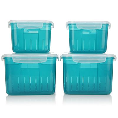 LocknLock 4 Frischhaltedosen mit Siebeinsatz 2x2,4L und 2x4,6L Gesamtvolumen 14L